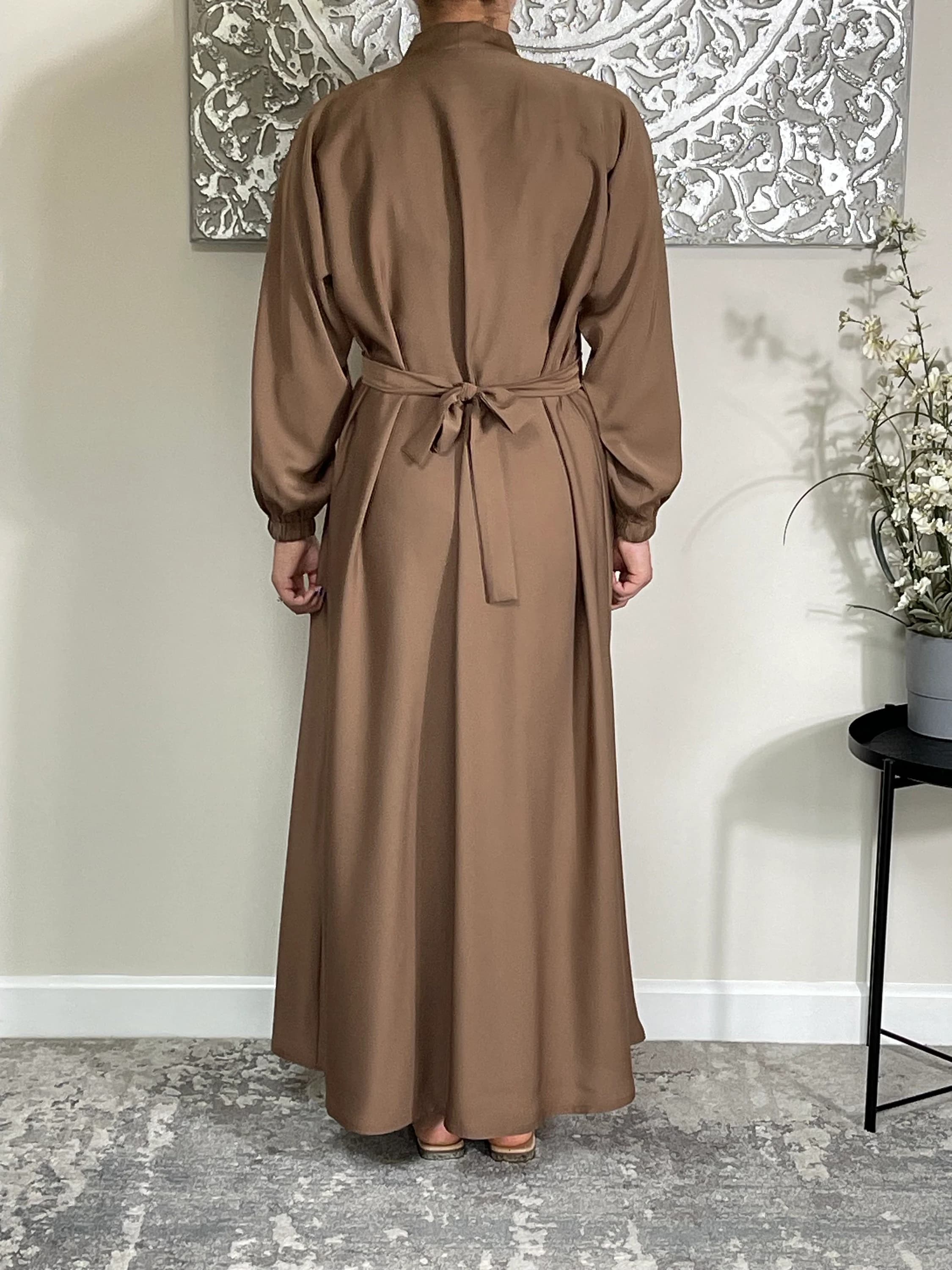 Premium Taupe Nida Open Abaya - image 3