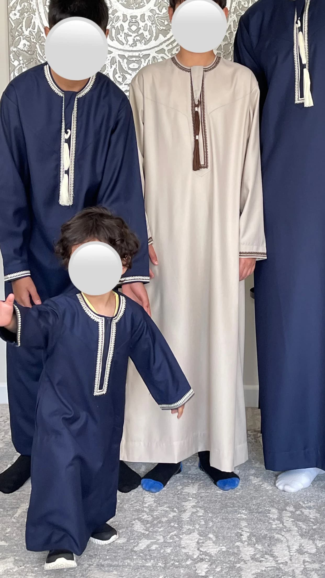 Boys Navy Blue Embroidered Omani Thobe - image 3