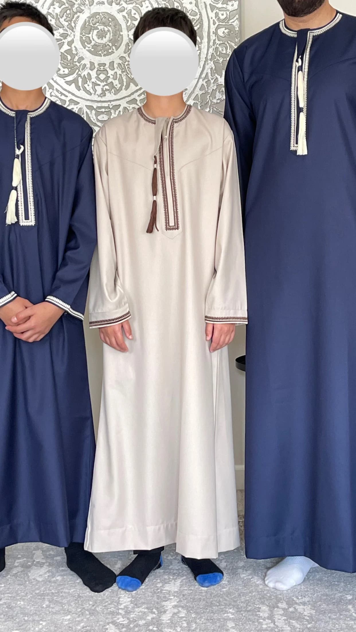 Boys Navy Blue Embroidered Omani Thobe