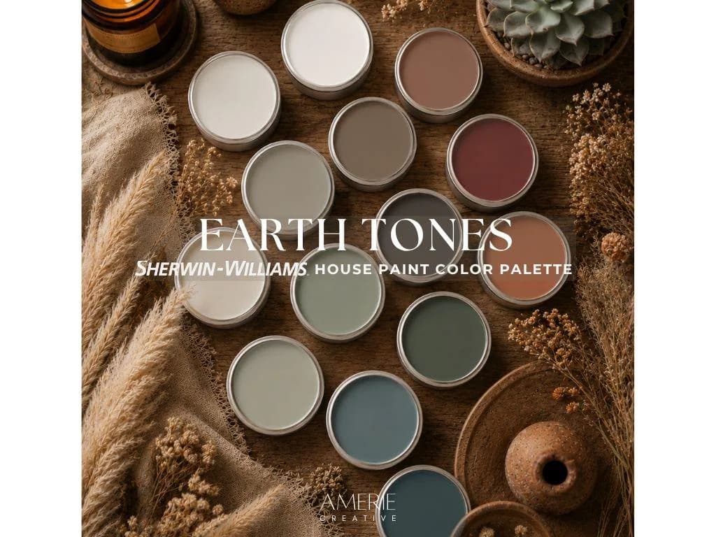Earth Tones Paint Color Palette Sherwin Williams paint palette | Whole house paint color scheme moody earthy neutral paint colors 2026