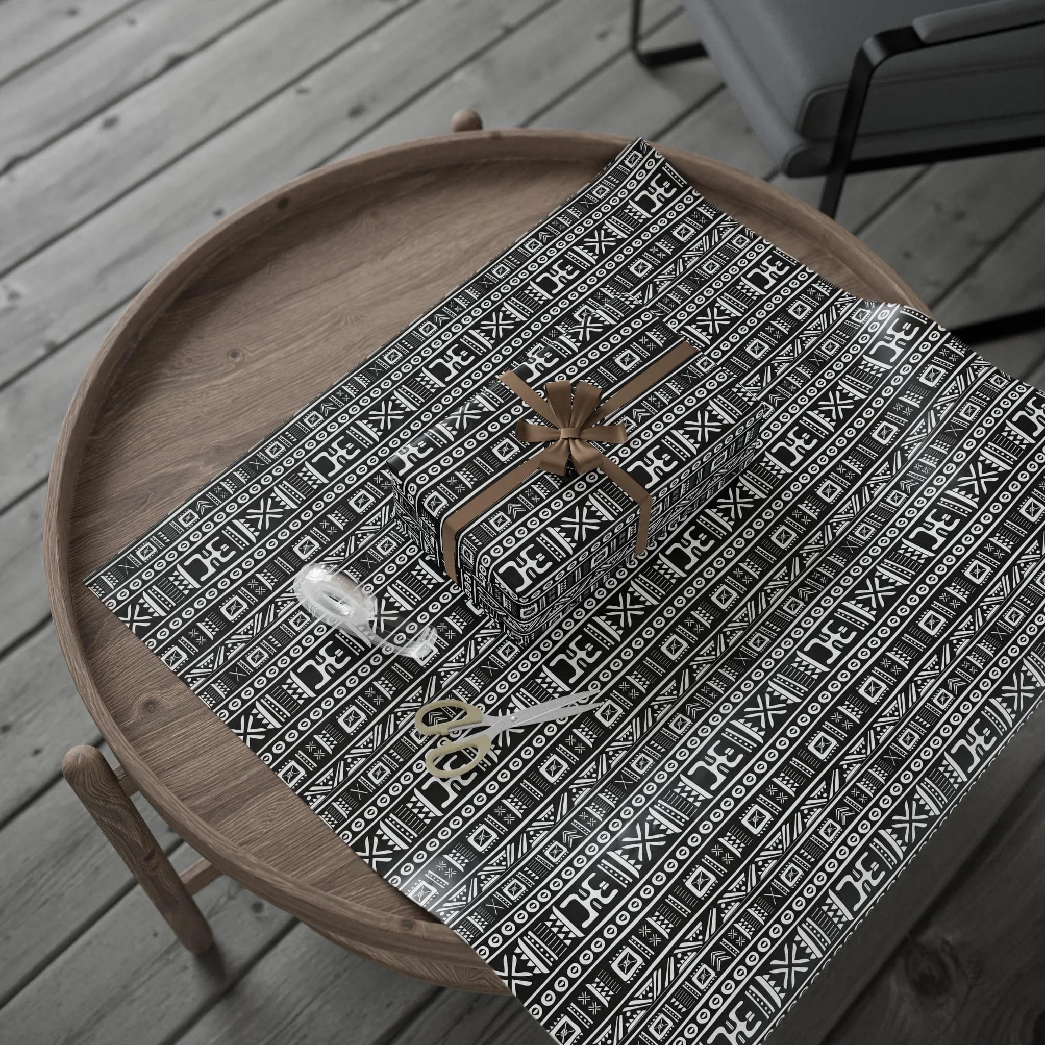 Black and White African Tribal Wrapping Paper - image 4