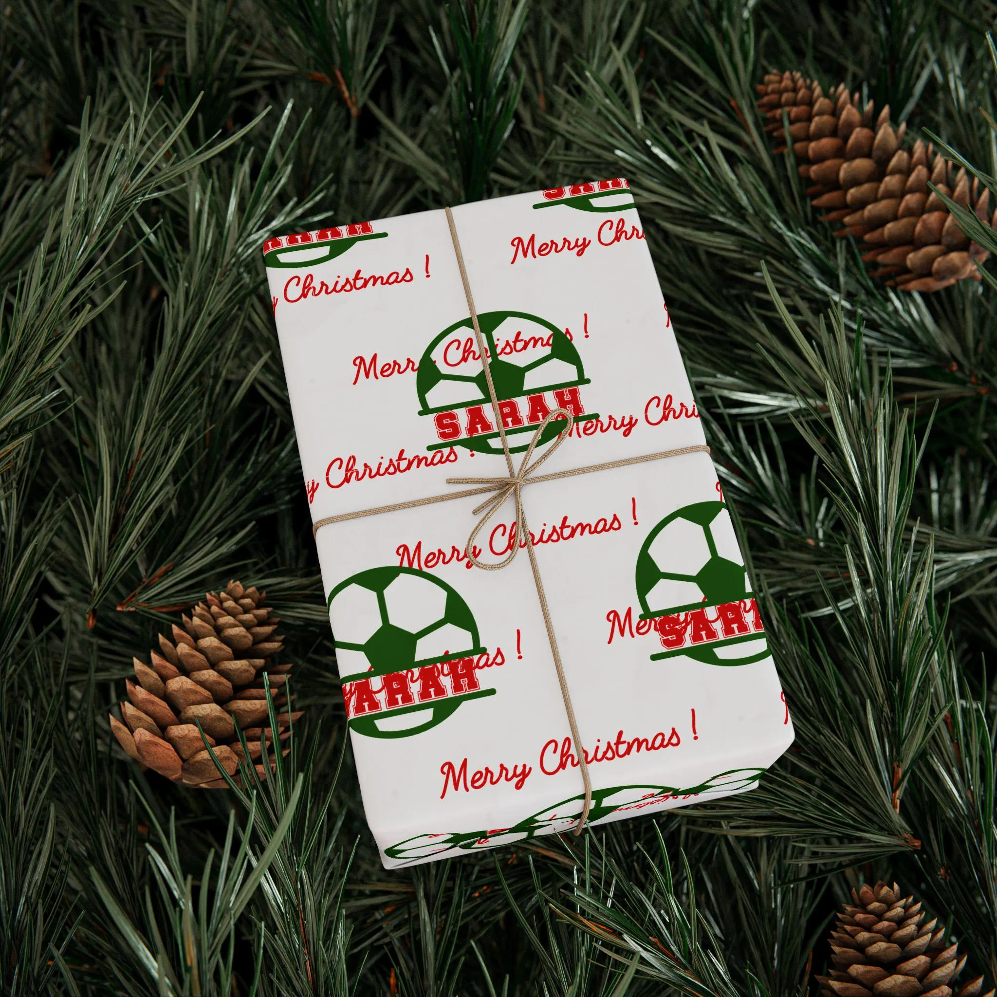 Personalized Sports Soccer Christmas Wrapping Paper: Custom Monogram Gift Wrap - image 3