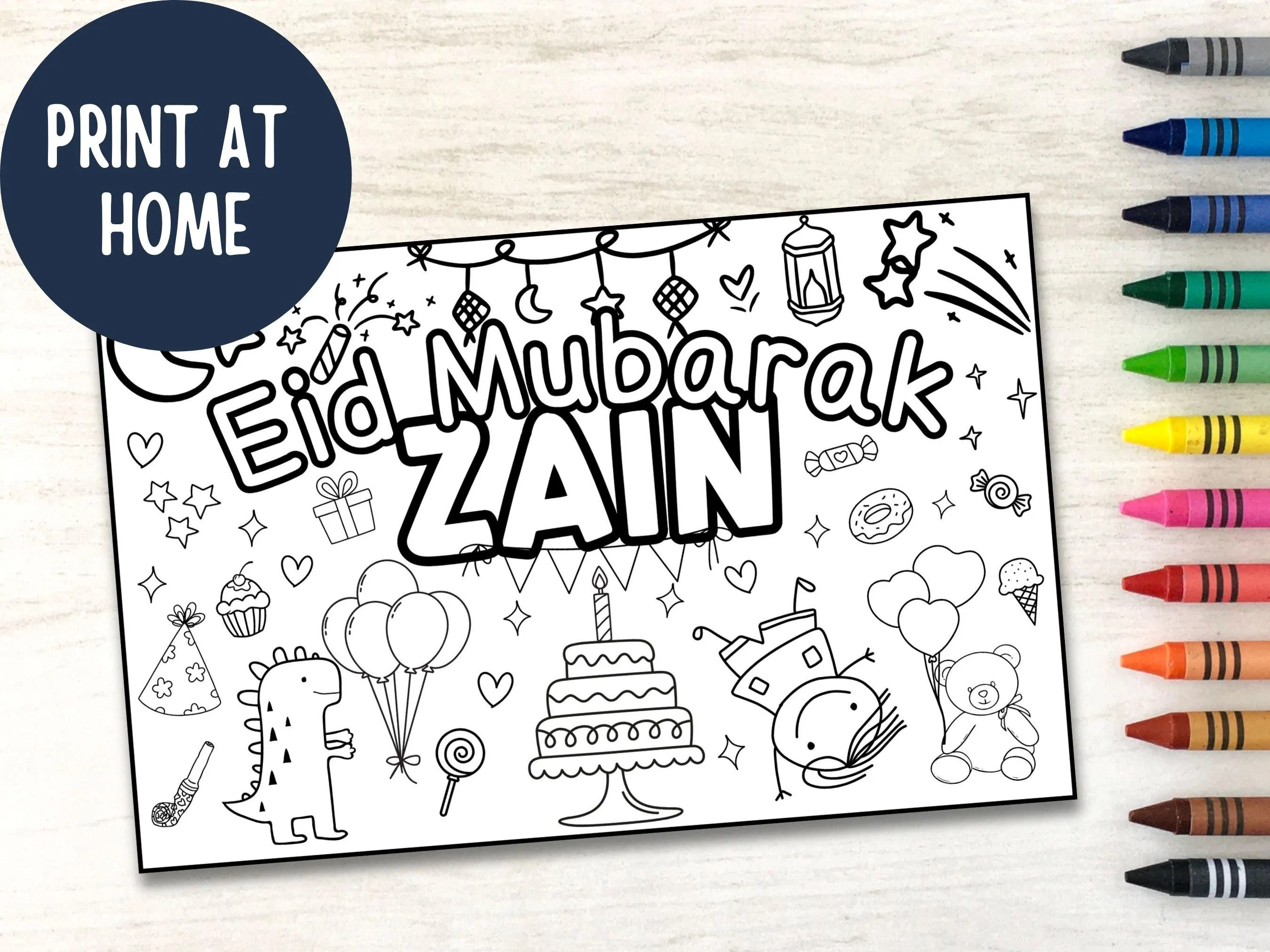 Eid Mubarak Colouring Placemat, Kids Activity (Digital Download) - image 3