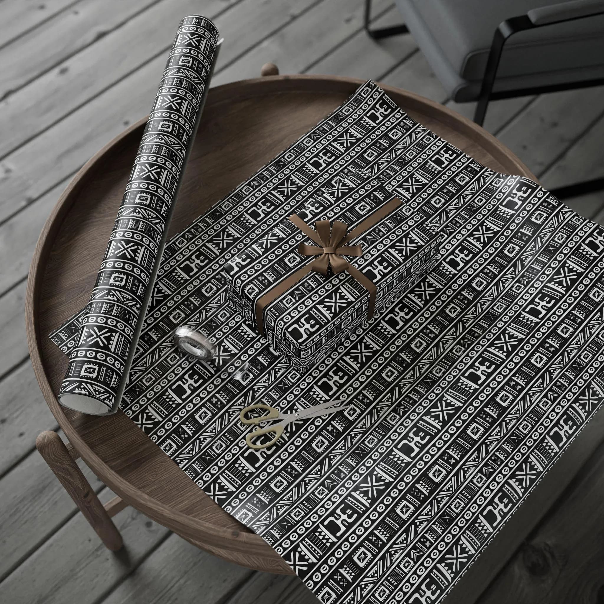 Black and White African Tribal Wrapping Paper - image 5