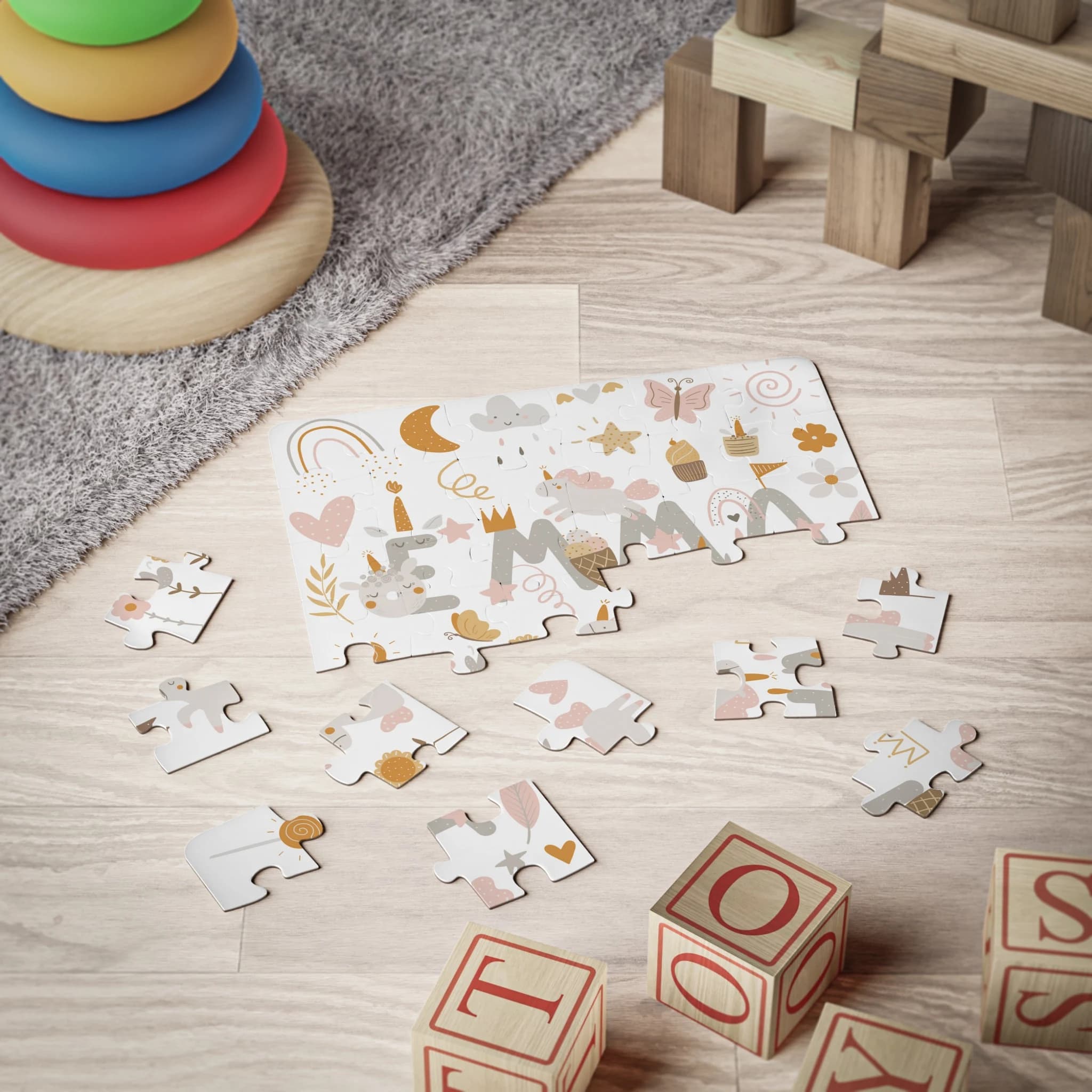 Personalized Boho Unicorn Puzzle: Custom Name 30-Piece Kids Puzzle - image 4