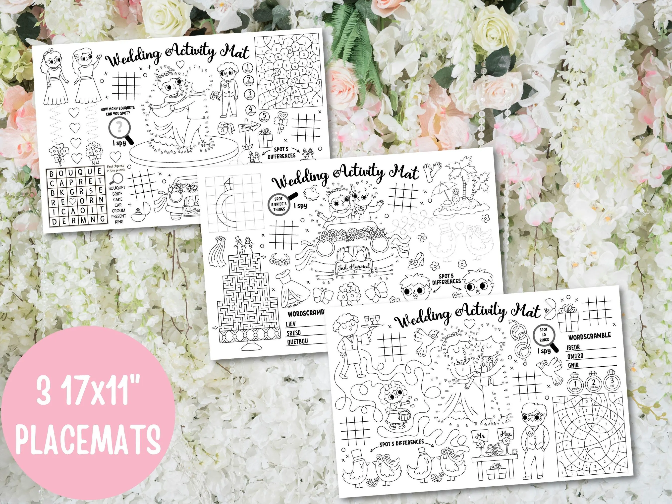 Wedding Activity Placemat for Kids, Coloring Page (Digital Download) - image 5