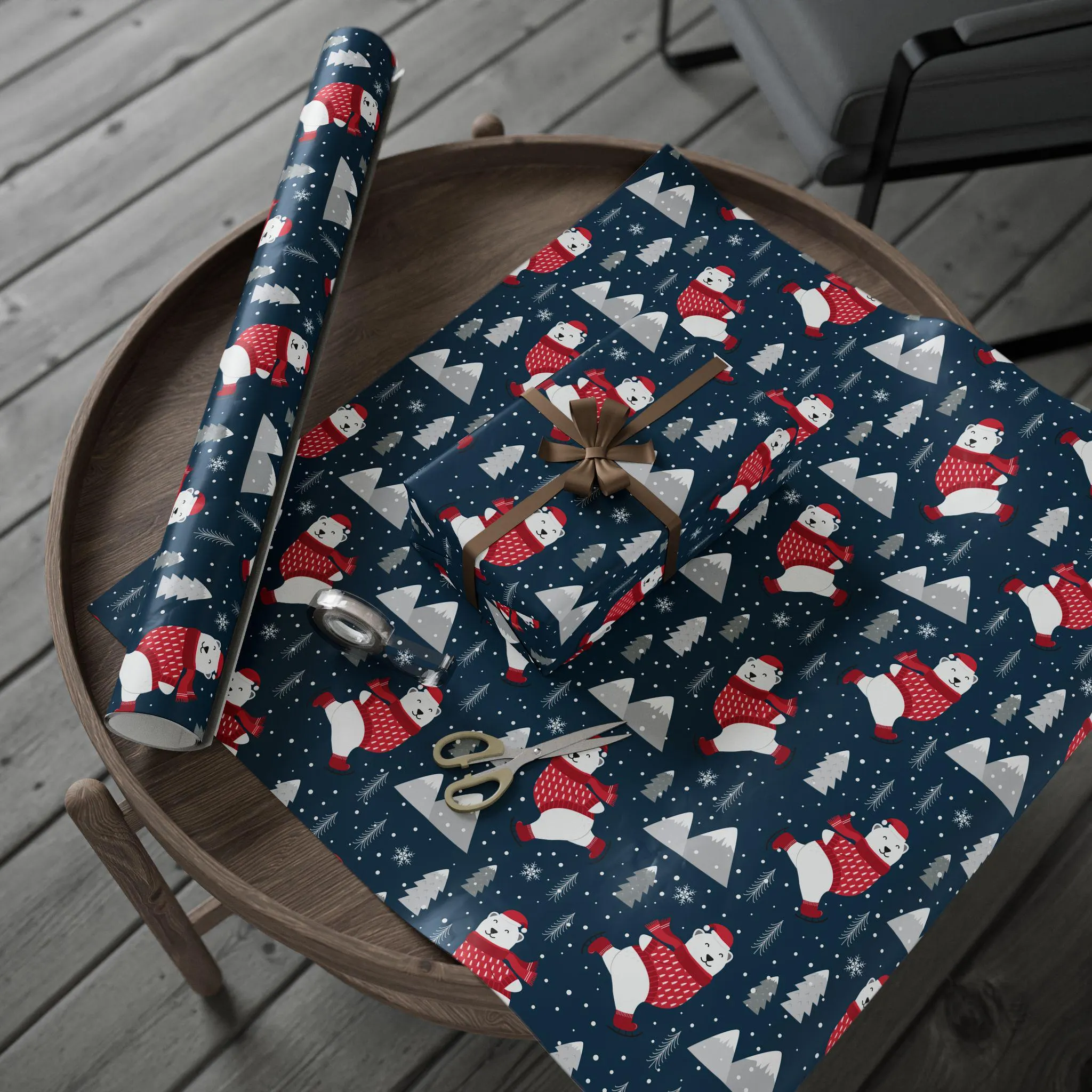 Polar Bear Christmas Gift Wrap, Winter Holiday Paper - image 5