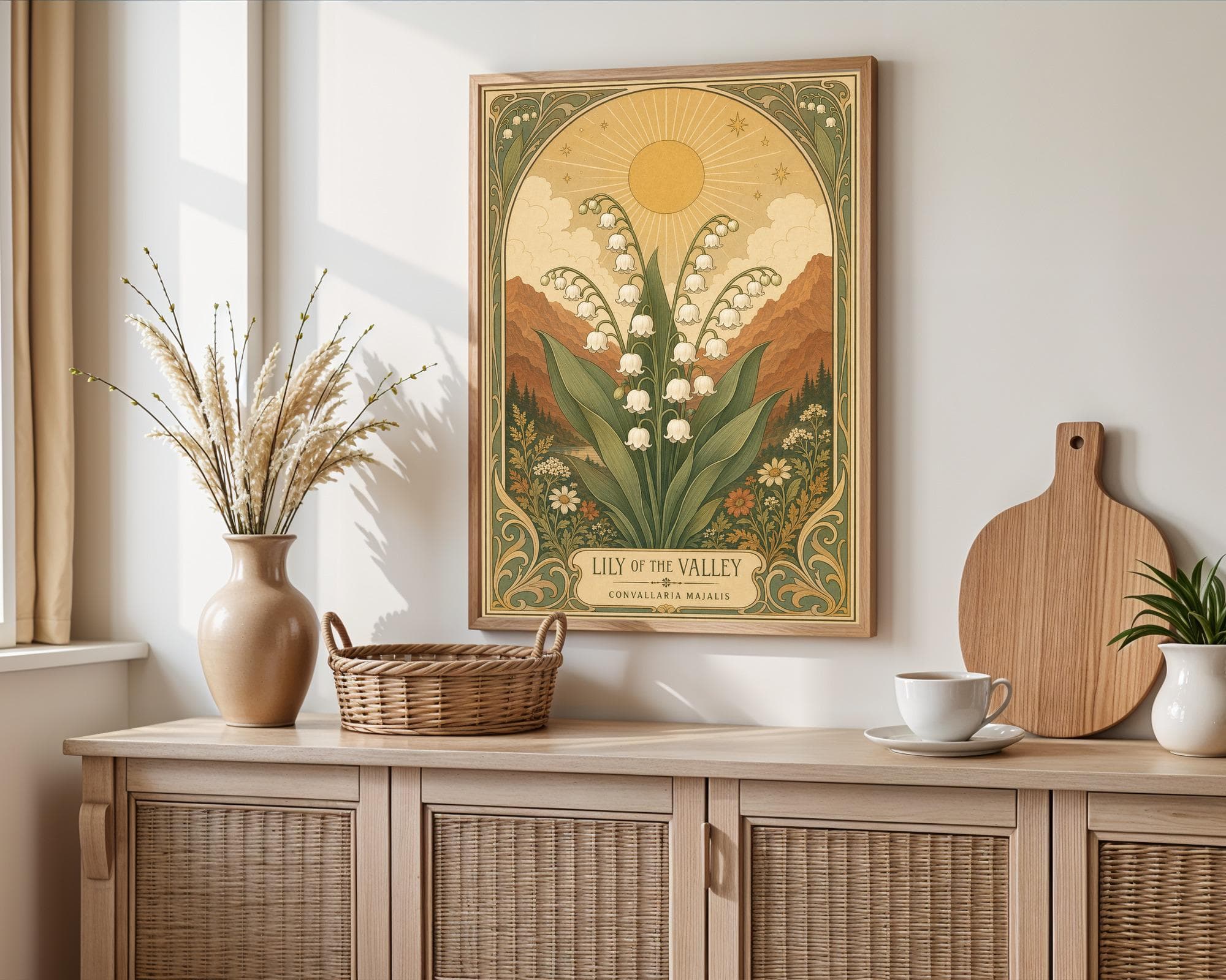 Lily of the Valley Print, Mystical Celestial Boho Wall Art, Art Nouveau Botanical Poster - image 5