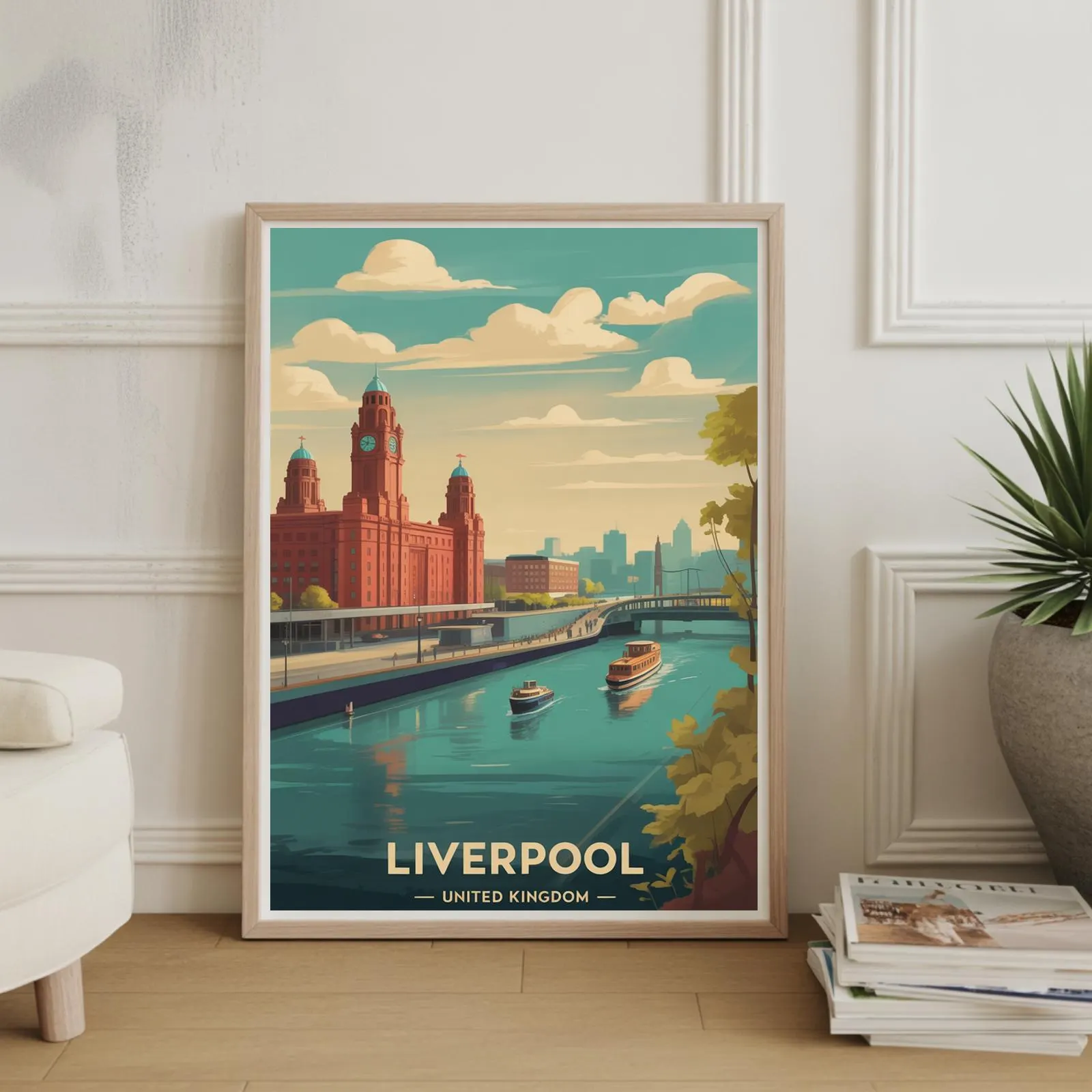 Liverpool Cityscape Poster: United Kingdom Travel Art Decor