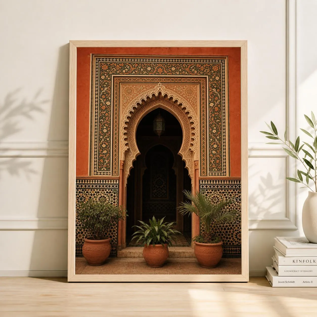 Moroccan Doorway Arch Print, Islamic Architecture, Red Boho Wall Art (Digital Download)