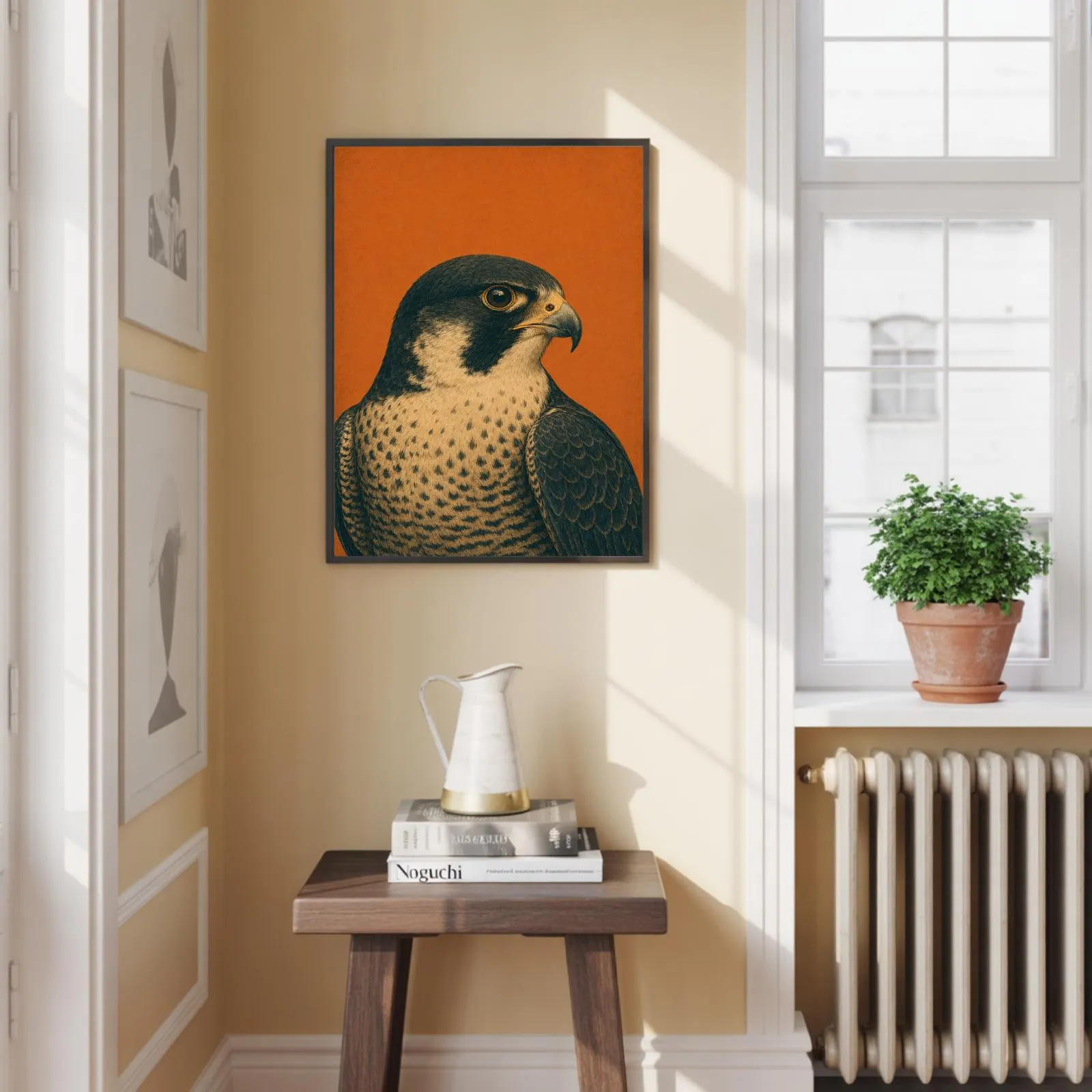 Vintage Hawk Art Print, Minimalist Mid Century Bird Poster, Peregrine Falcon Wall Art - image 5