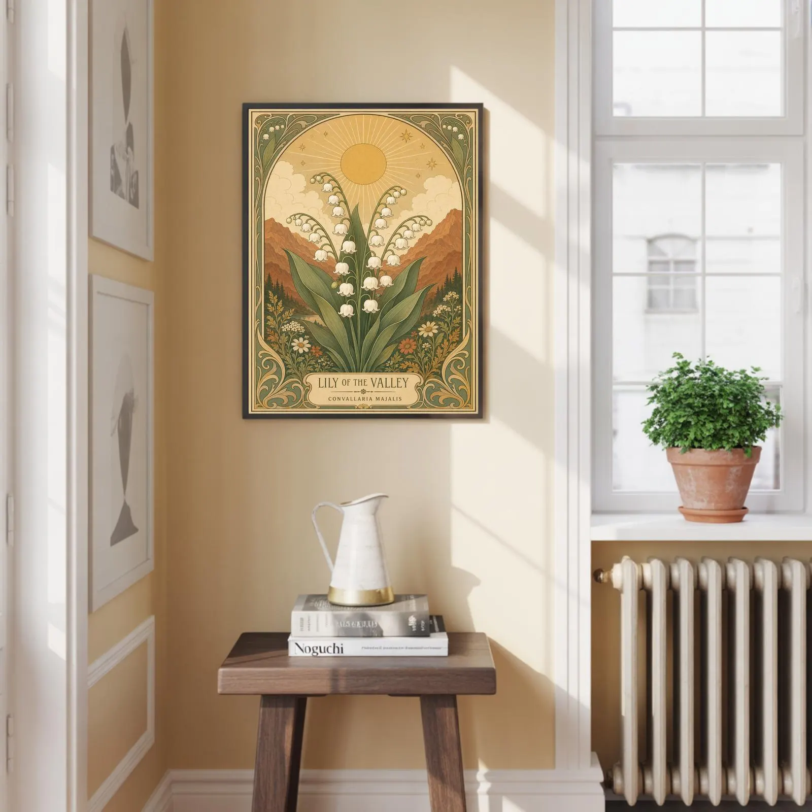 Lily of the Valley Print, Mystical Celestial Boho Wall Art, Art Nouveau Botanical Poster - image 3