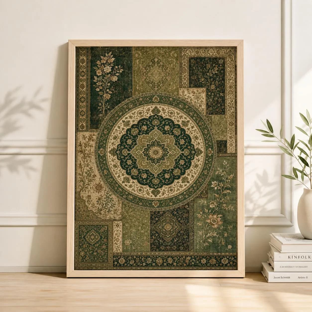 Persian Medallion Poster, Ornate Botanical Wall Art Print, Vintage Traditional Pattern Decor
