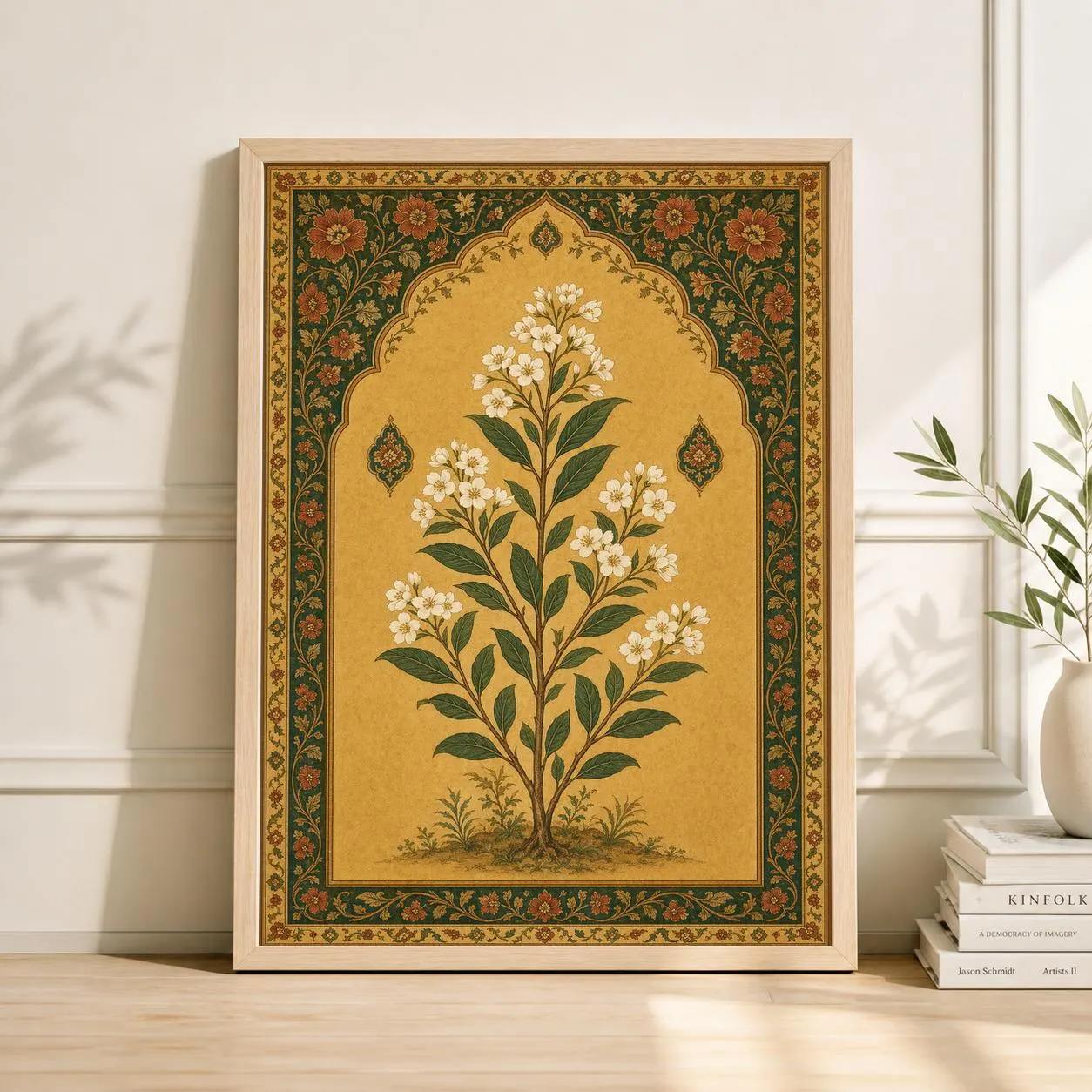 Vintage Mughal Floral Art Print, Indian Botanical Illustration, Persian Style Botanical Poster