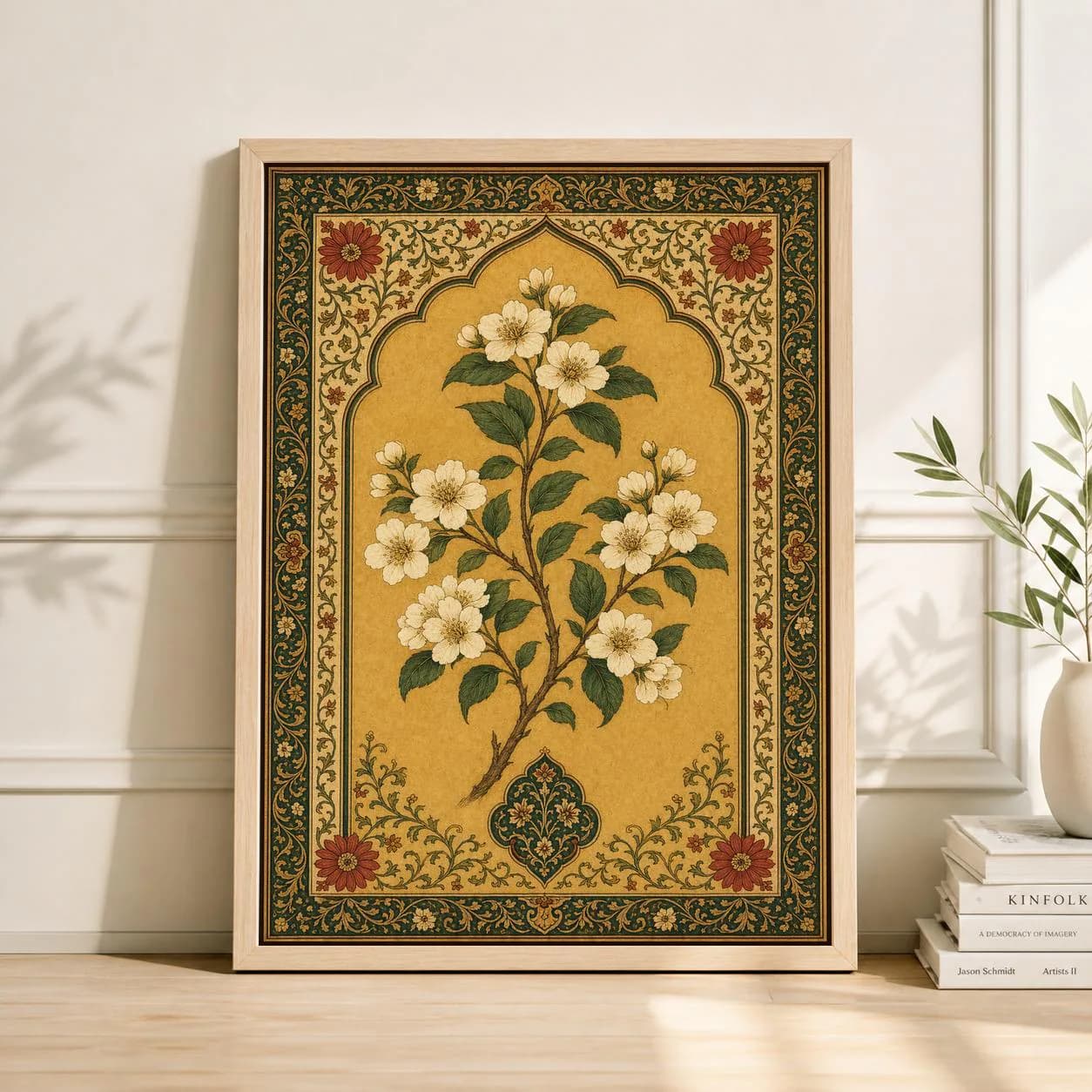 Mughal Floral Art Print, Vintage Indian Botanical Illustration