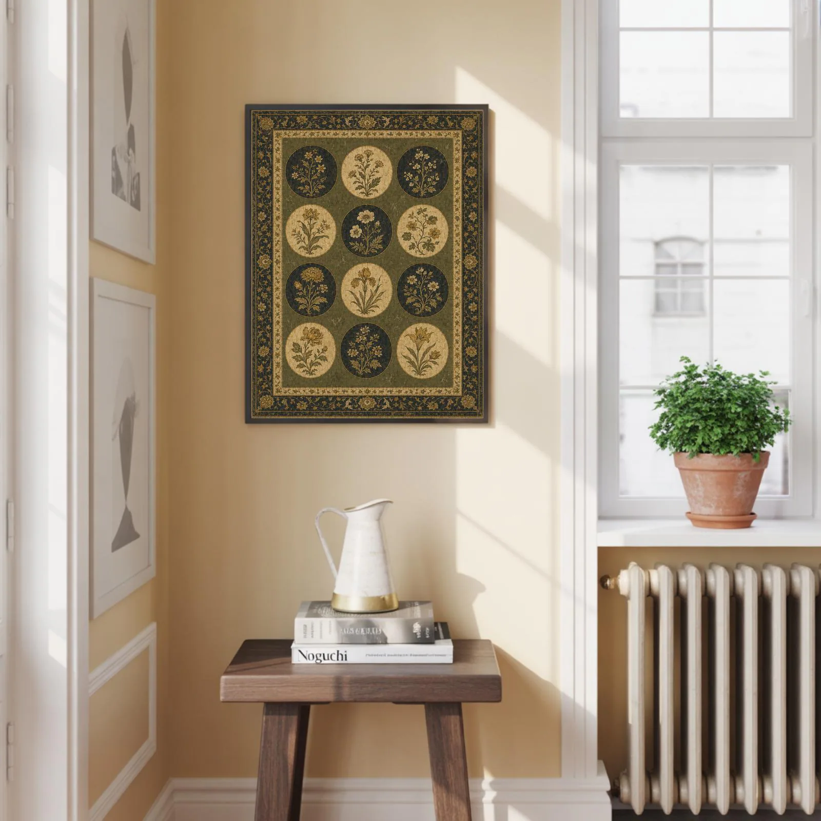 Green Botanical Pattern Poster, Vintage Floral Medallion Illustration, Decorative Wall Art - image 3