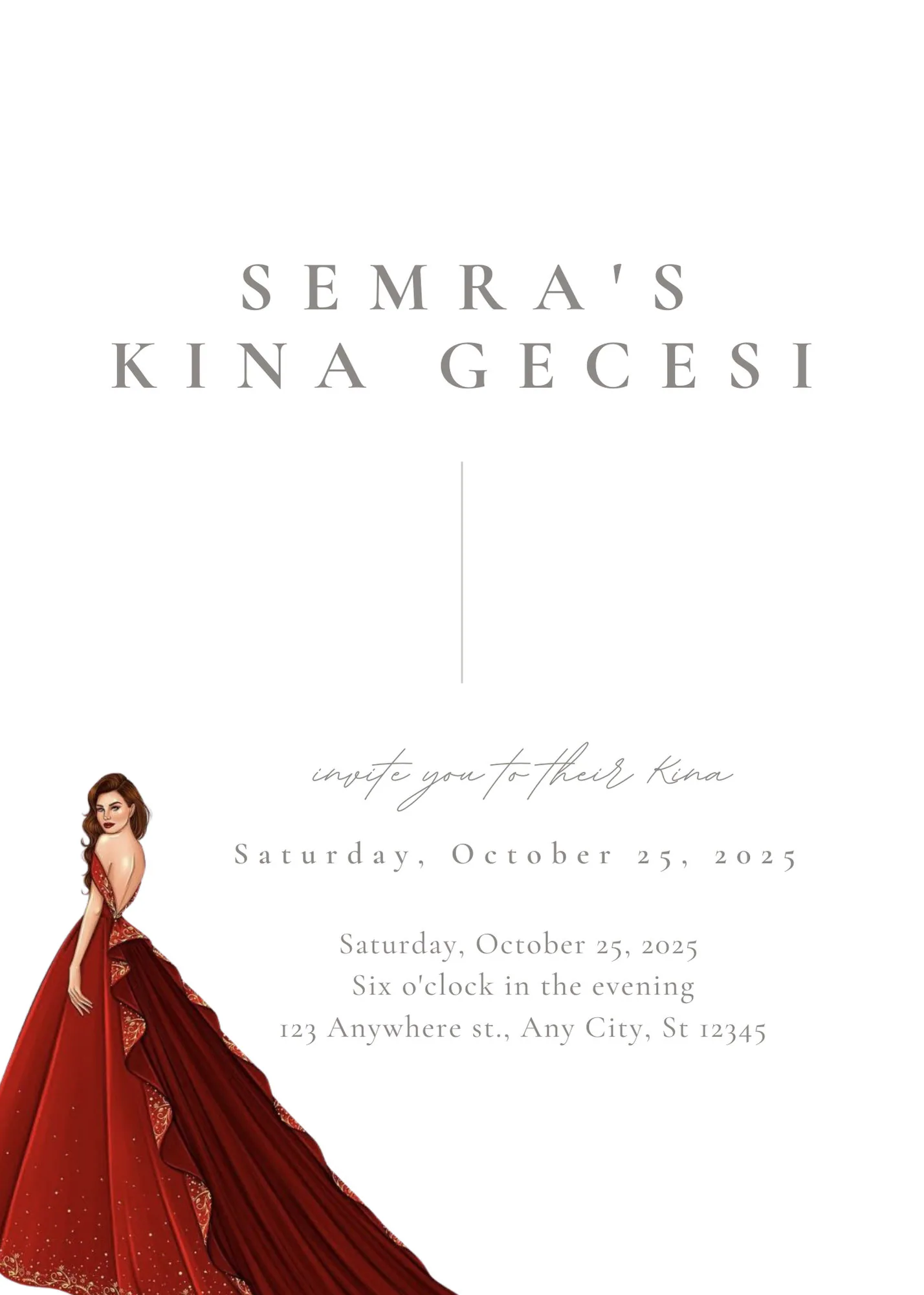 Editable Digital Download Semra's Simple Elegant Kina Gecesi Invitation Kina Davetiyesi Template - image 5
