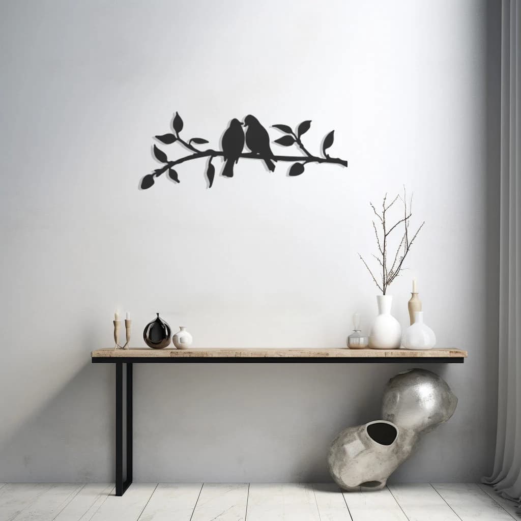 Metal Bird and Tree Wall Art: Rustic Nature SilhouetteNew Year's gift