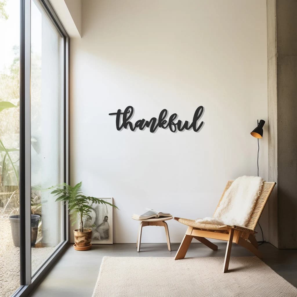 Thankful Metal Wall Art: Grateful Script, Inspirational Home DecorNew Year's gift