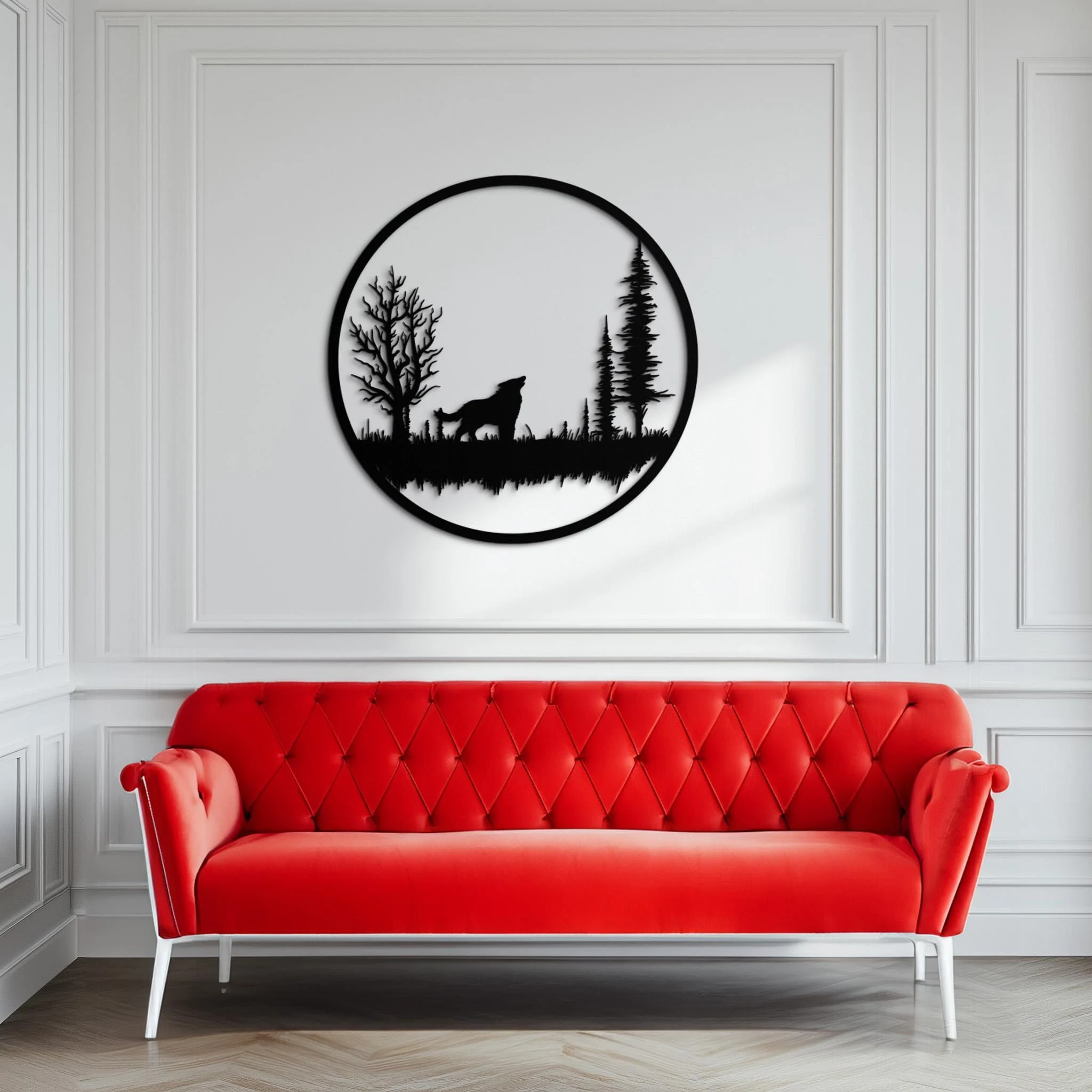 Wolf Silhouette Metal Wall Art: Modern Rustic Home DecorNew Year's gift - image 3