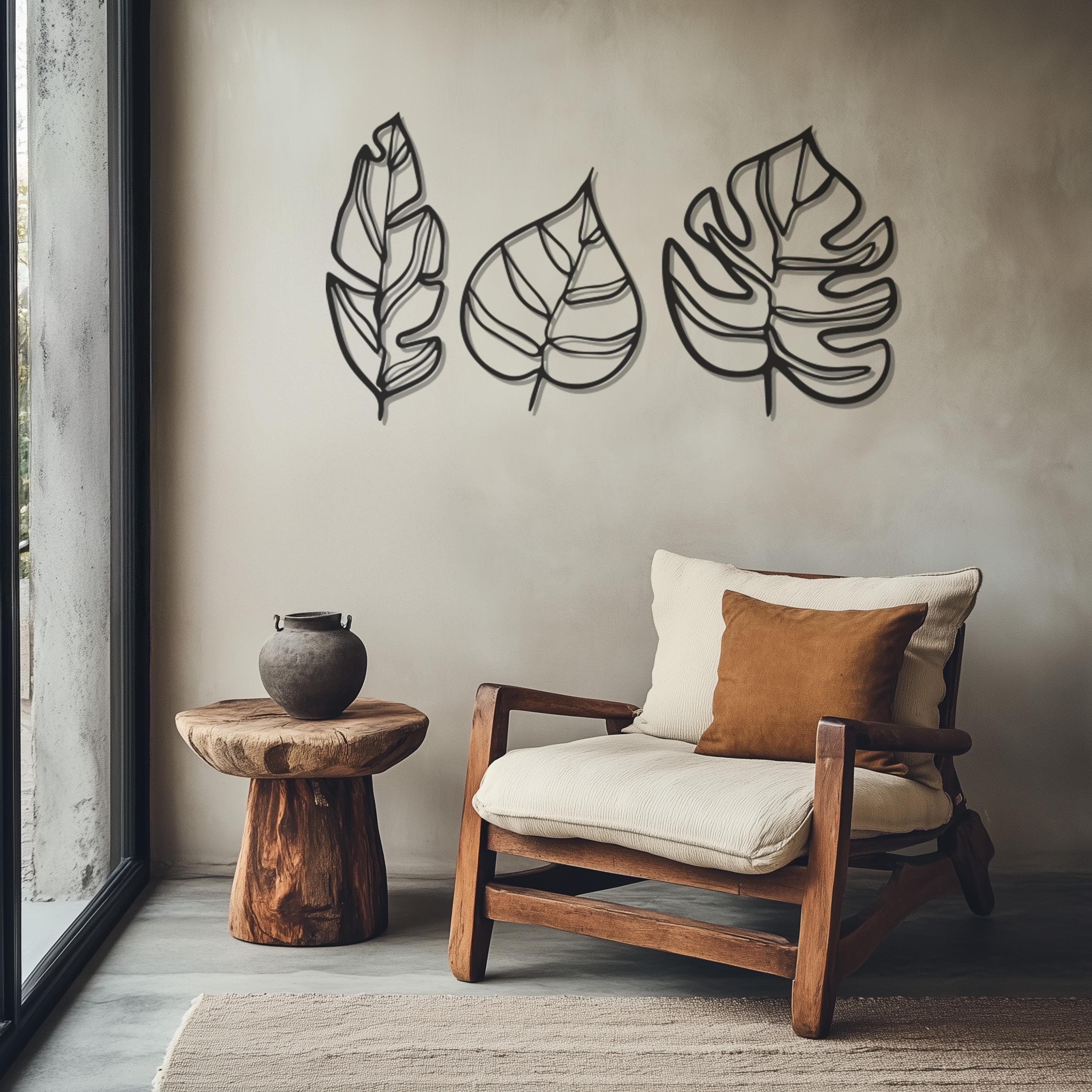 Leaf Metal Wall Art: Large Modern Home DecorNew Year's gift