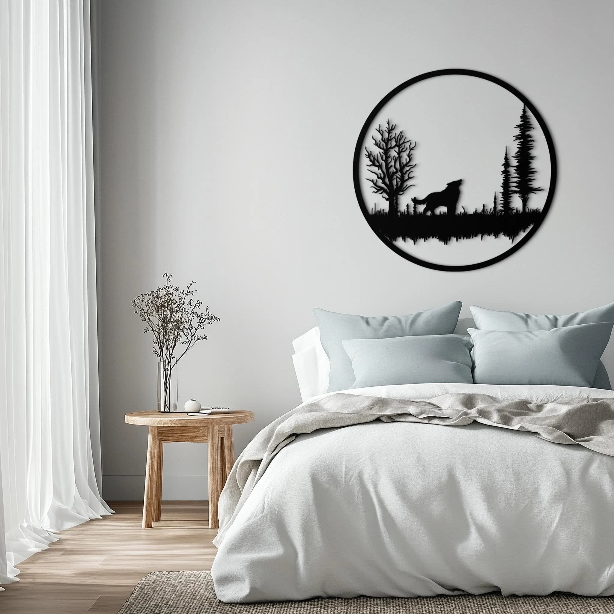 Wolf Silhouette Metal Wall Art: Modern Rustic Home DecorNew Year's gift - image 4