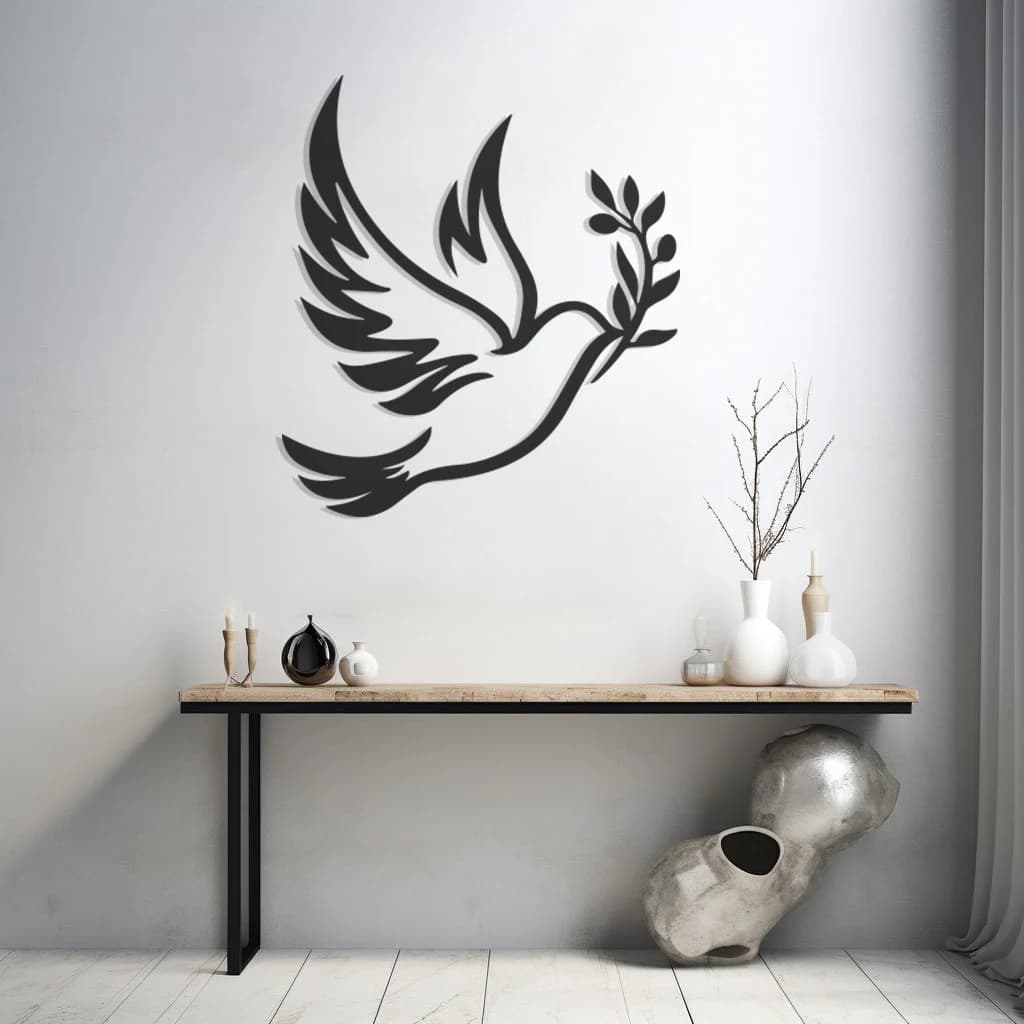 Bird Metal Wall Art, Dove Inspired Design, Peaceful Home Decor, Elegant Bird Motif, Unique Avian Decoration, Symbol of Tranquility,Metal Art