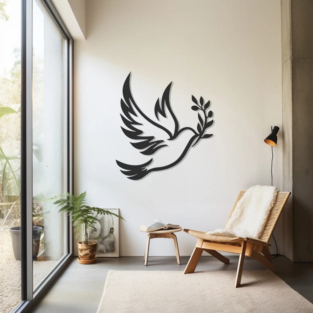 Dove Metal Wall Art: Elegant Tranquility SymbolNew Year's gift