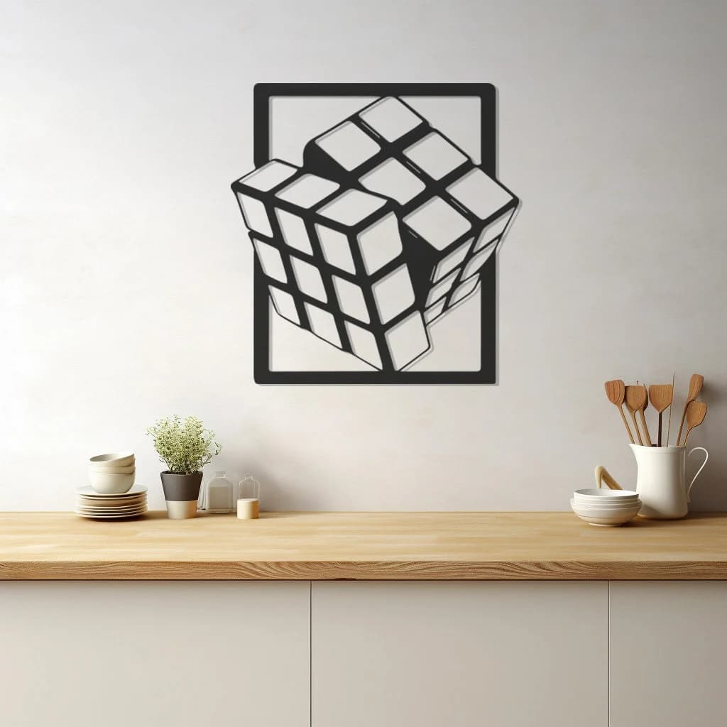 3D Rubik's Cube Metal Wall Art: Retro Game Room DecorNew Year's gift