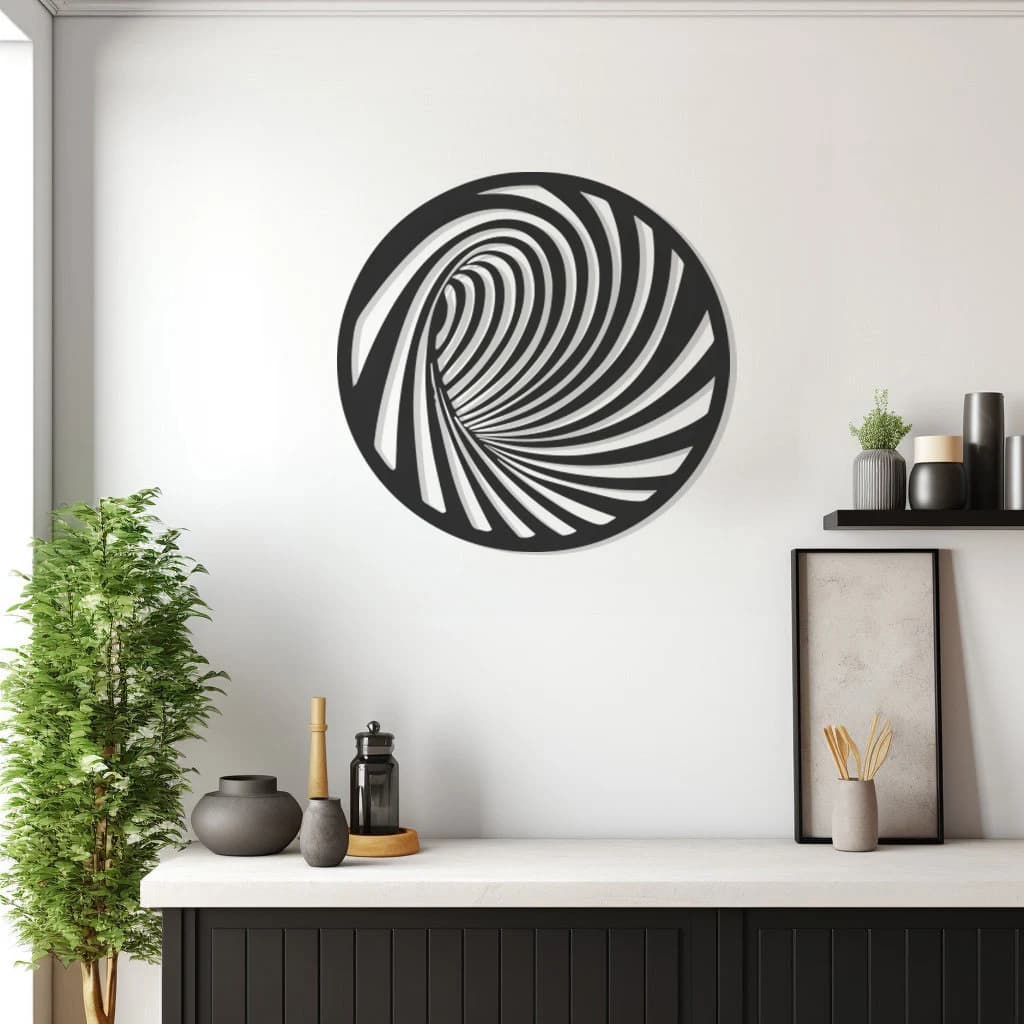 Illusion Hole Metal Wall Decor, 3D Effect Artwork, Optical Illusion Design, Modern Home Accent, Unique Wall Art,Creative Interior Decoration