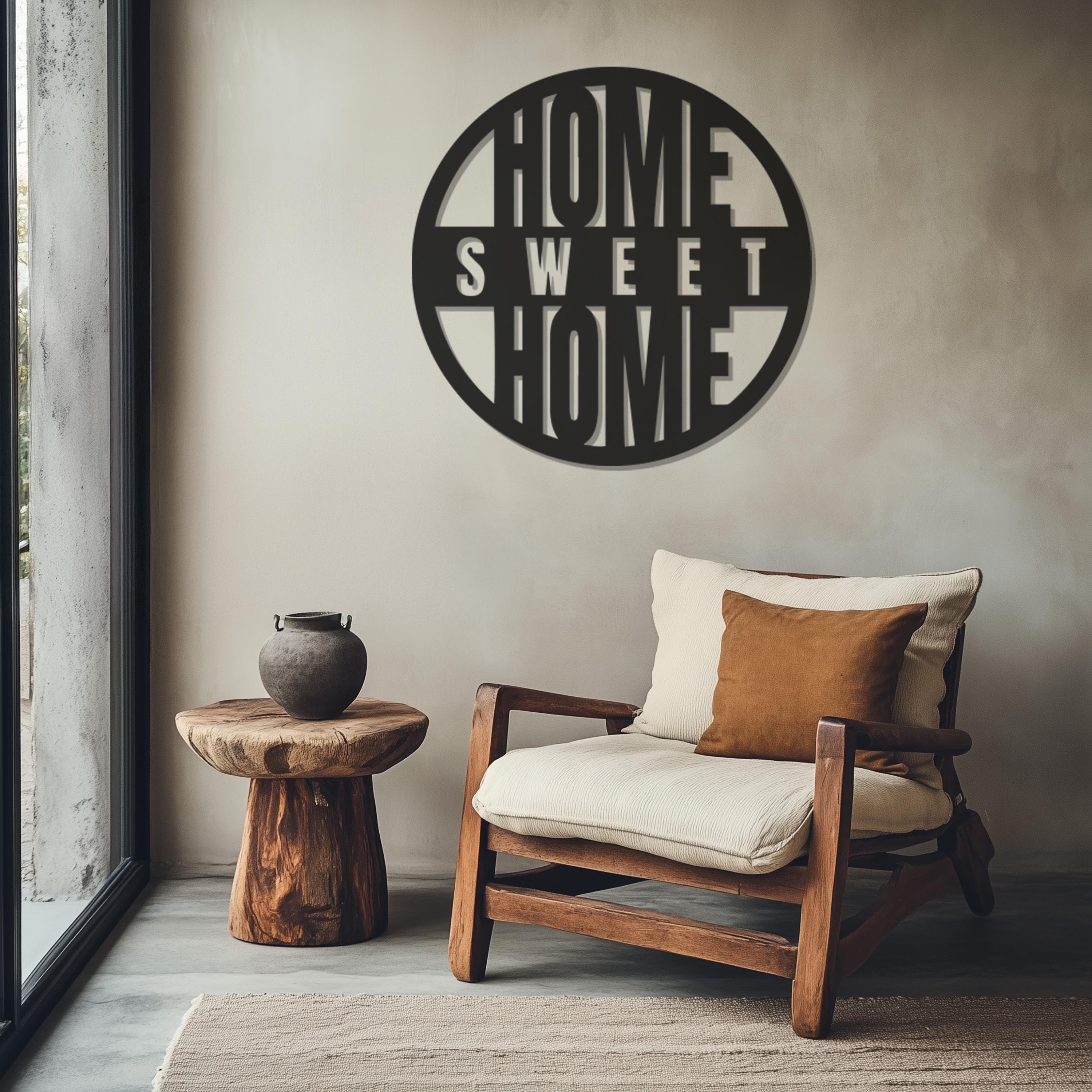 Home Sweet Home Metal Wall Art: Circle Sign, Handmade DecorNew Year's gift