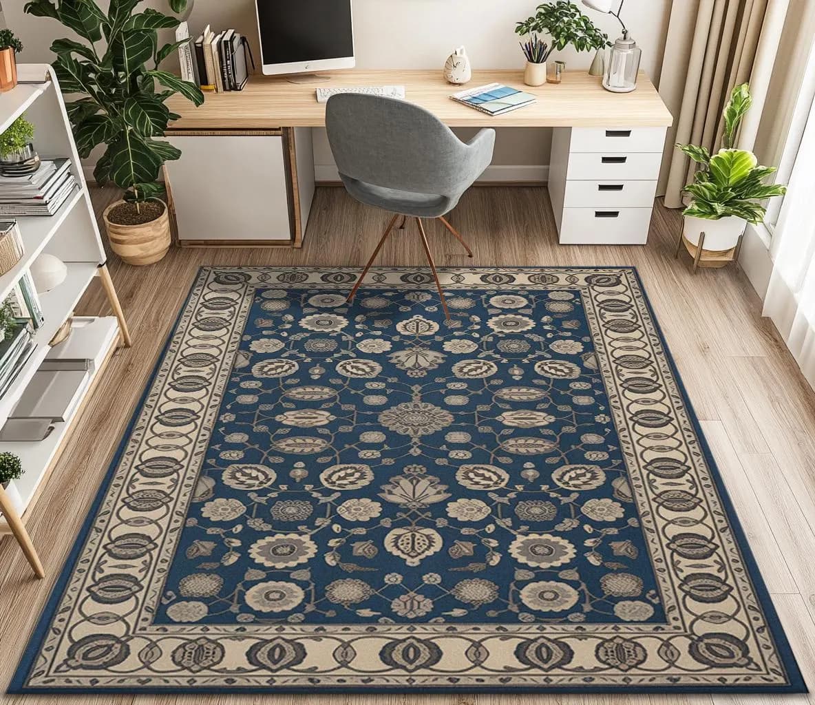Boho style area rug with washable and decorative design, featuring traditional farmhouse-inspired accents. Perfect for cozy living rooms, entryways, or gardens, and a unique gift idea for stylish home decor.