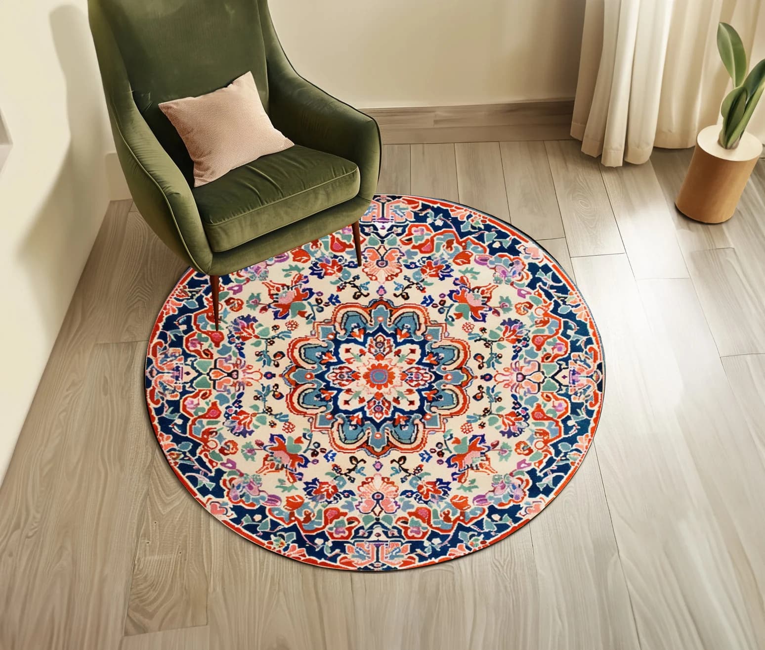 Pastel color rug, Rugs for kitchen, Lovely rug, Round shape rug, Oriental rug, Birthday gift, Porch rug, Layering rug, Washable area rug