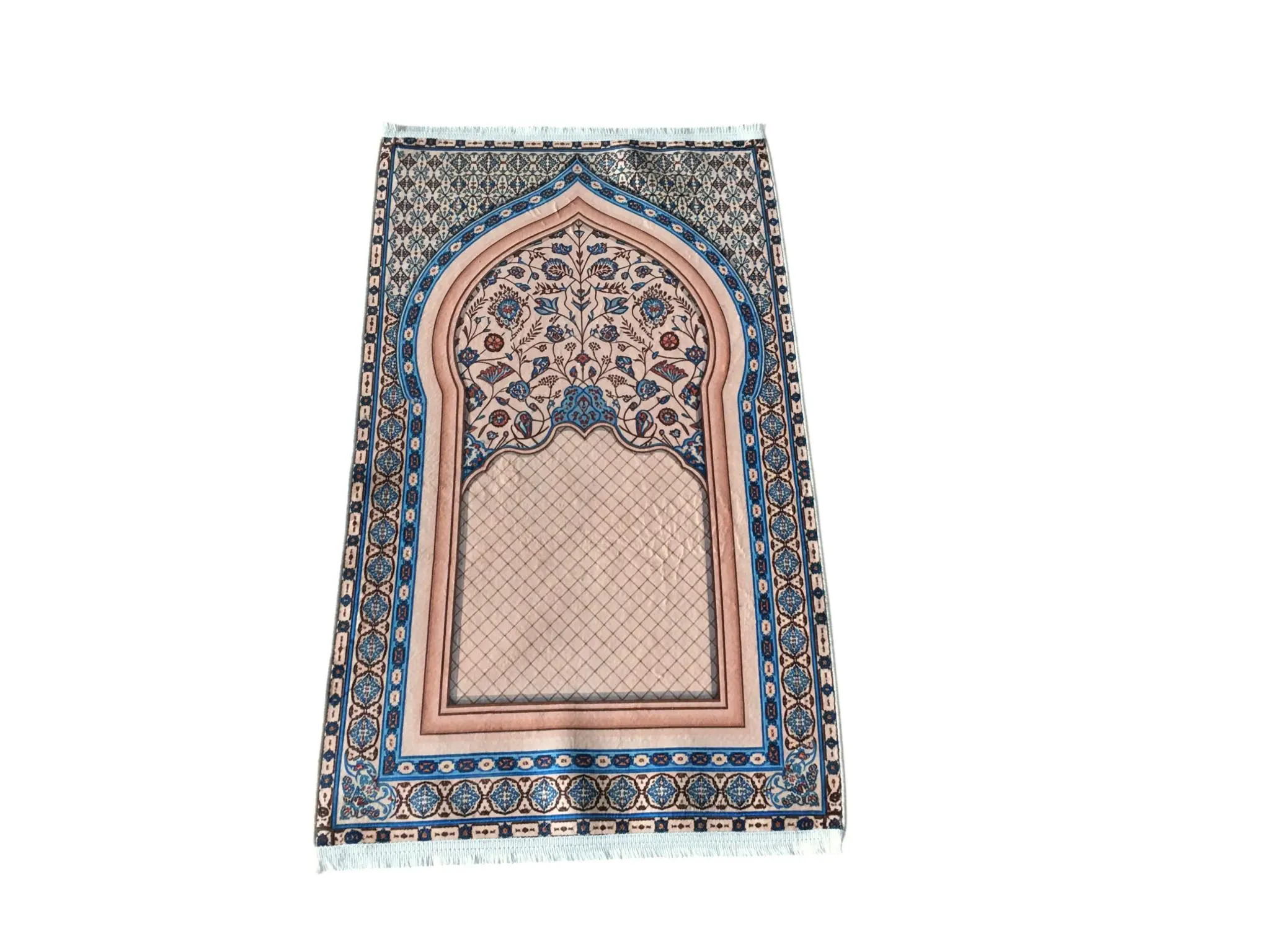 Classic Ottoman Prayer Rug, Boho Islamic Mat for Home, Washable Thick Velvet Muslim Mat, Portable Non-Slip Sujood Mat