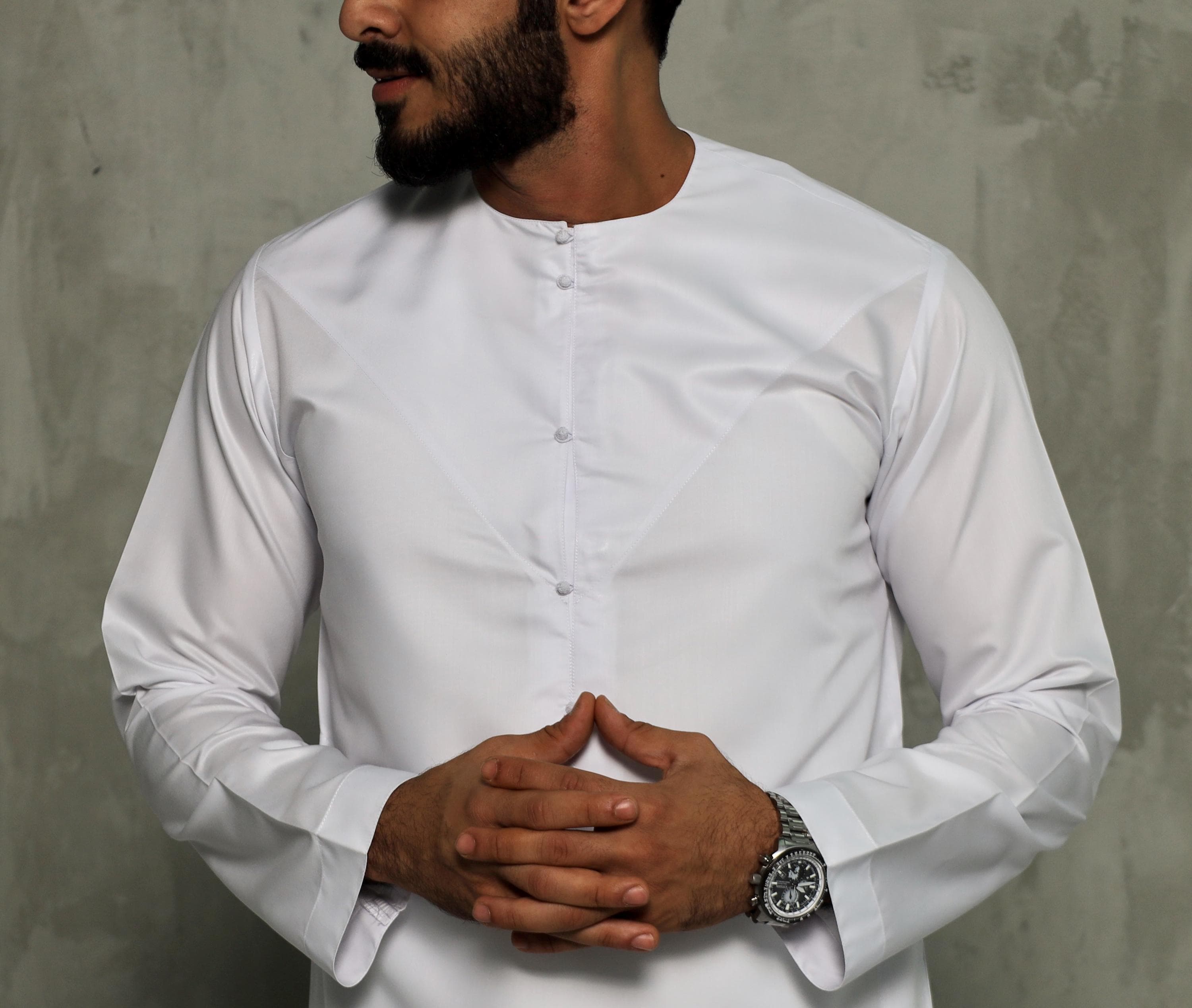 White Emirati Thobe for Men with Detachable Tassel, Japanese Cotton Kandura, Eid - image 3
