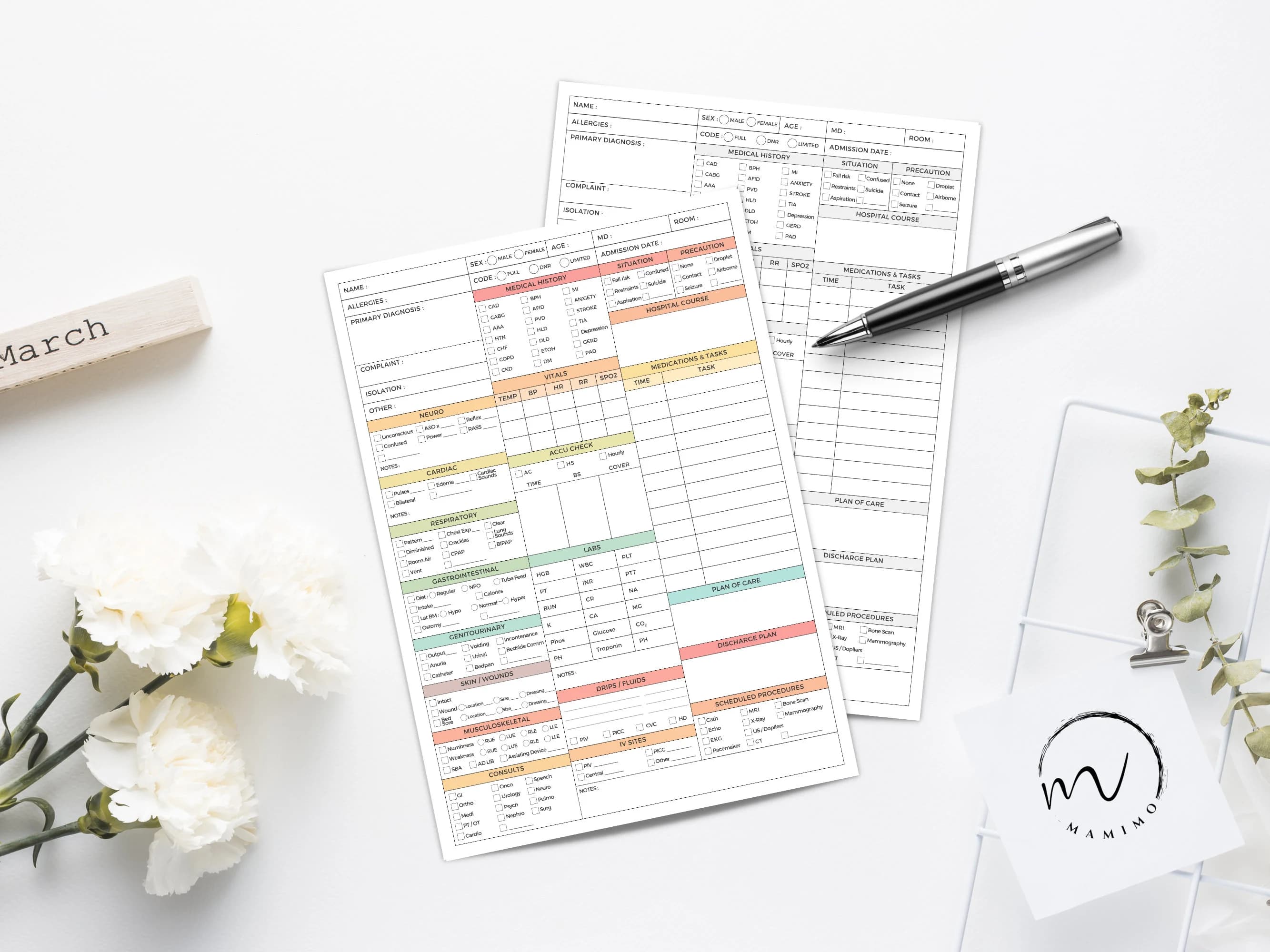 ICU Nurse Report Sheet, Med Surg Nursing, SBAR Nurse Brain Sheet, RN Report, Patient Assessment, Medication & To-Do Log, Printable A4/Letter - image 5