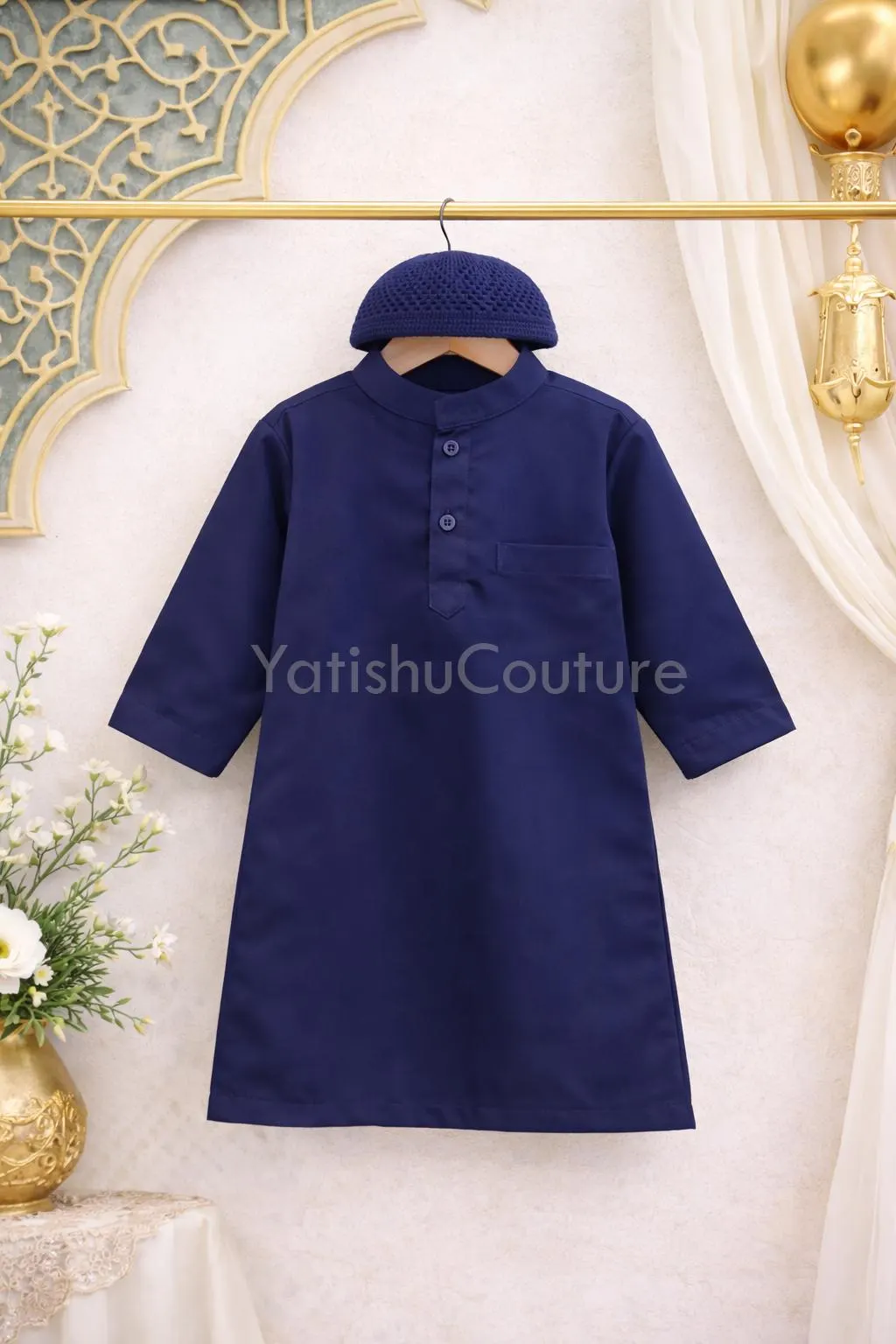 Baby Boy Islamic Wear – Thobe Kurta Abaya Set for Eid Prayer, Newborn Arabic Clothes - image 3