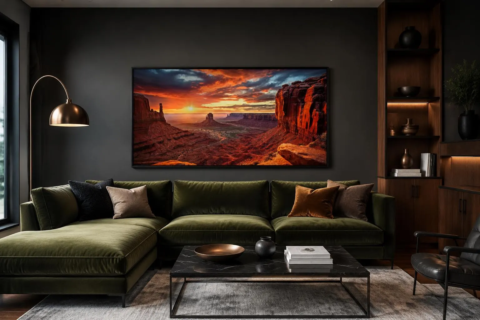 Monument Valley Wall Art, Nature Sunset Painting Canvas PRINT, Arizona Landscape, Southwestern Wall Art, Framed Ready To Hang - image 4