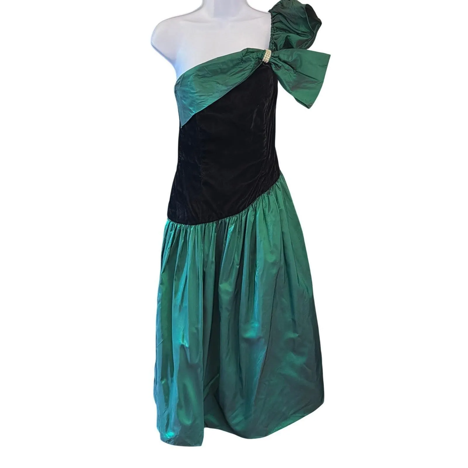 Vintage Roberta California One Shoulder Dress 80s Prom Retro Glam Maximalist