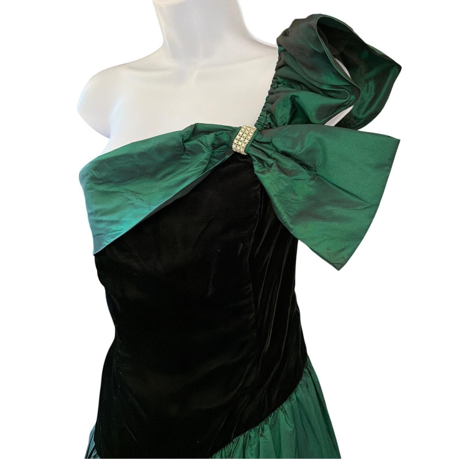 Vintage Roberta California One Shoulder Dress 80s Prom Retro Glam Maximalist - image 4