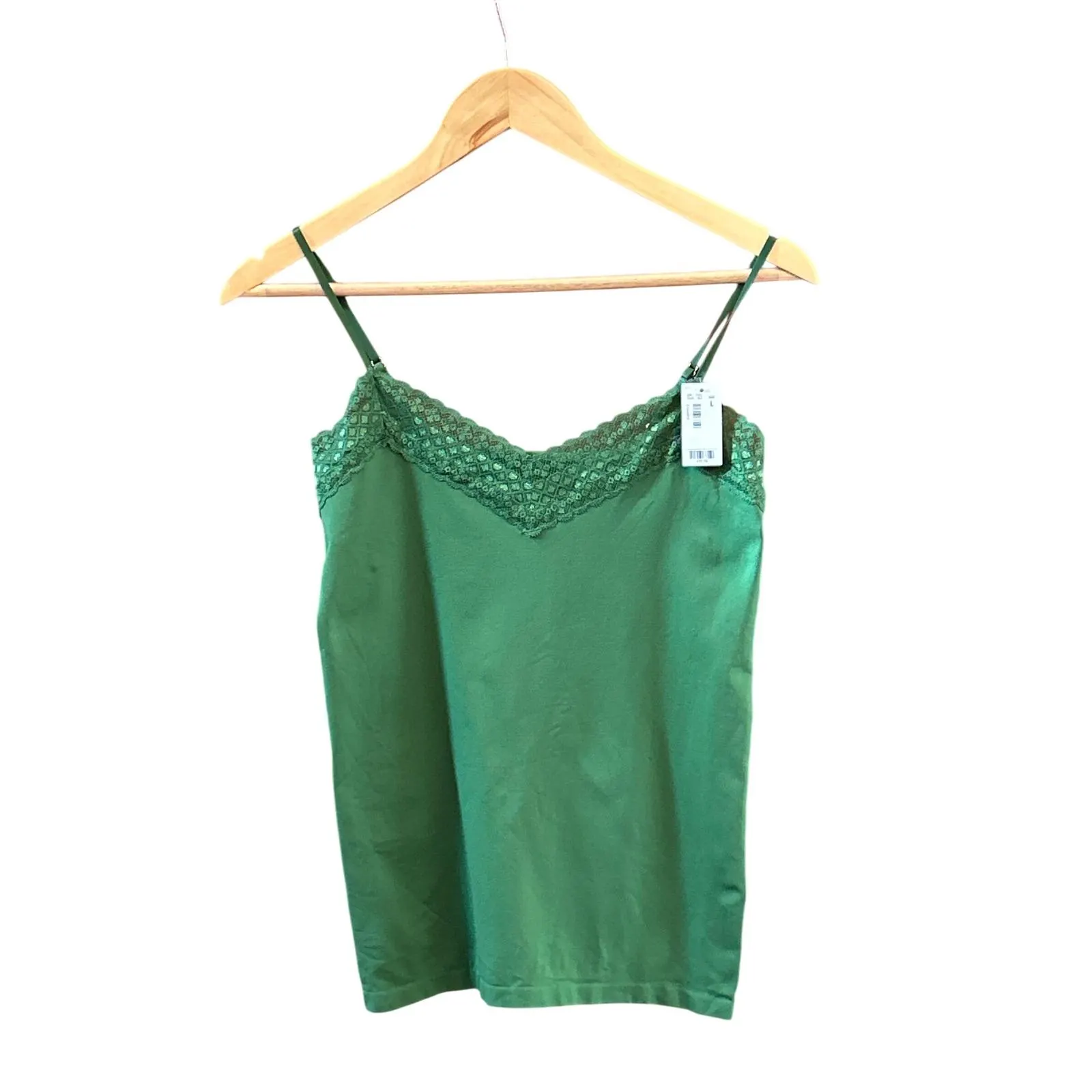 The Limited Camisole Emerald Green Lace Trim Coquette Minimalist Chic Y2K Style - image 3
