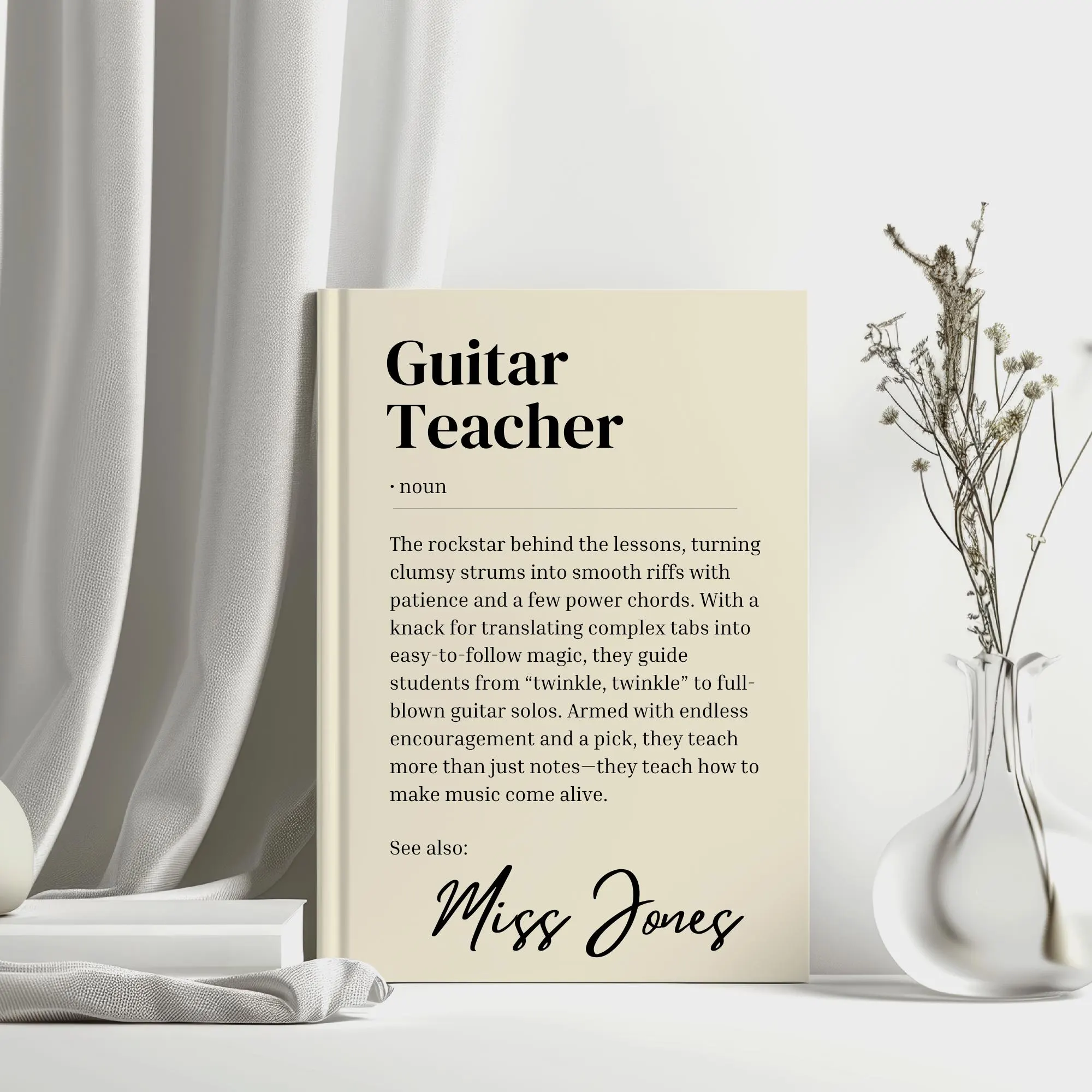 Personalised Guitar Teacher Gift Notebook, Teacher Appreciation Gift, Custom Teacher Name, Definition Journal, Hardback Notebook - image 4