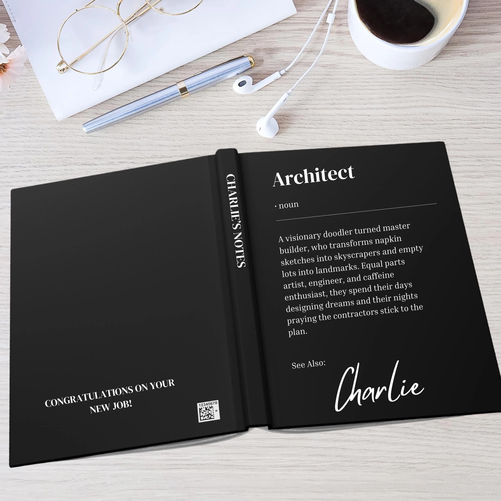 Funny Personalized Architect Gift Notebook, Newly qualified, Gift For Colleague, keepsake, Hardback Journal - image 3