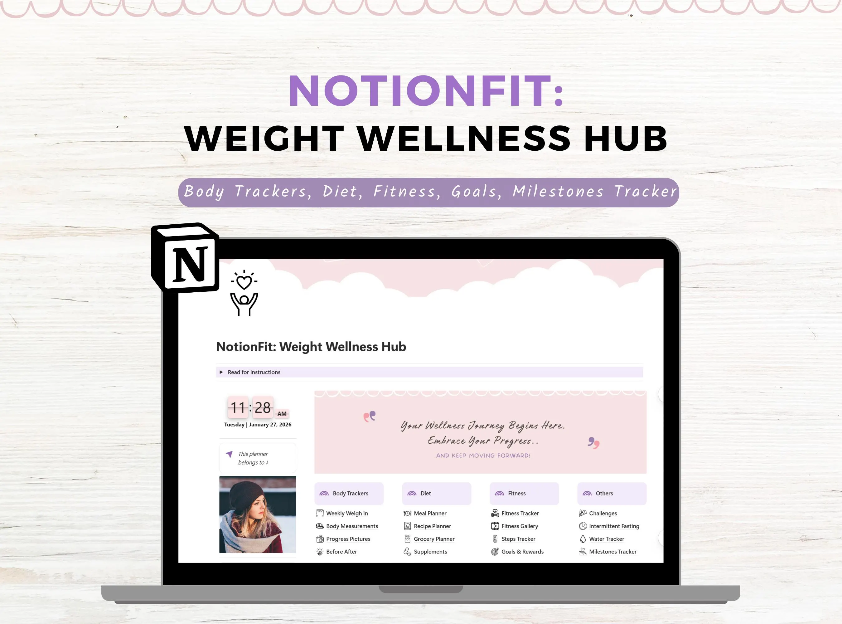 Notion Template, Notion Planner, Weight Loss Tracker, Fitness Notion Planner, Wellness Planner, Meal Planner, Diet Tracker, Fitness Tracker