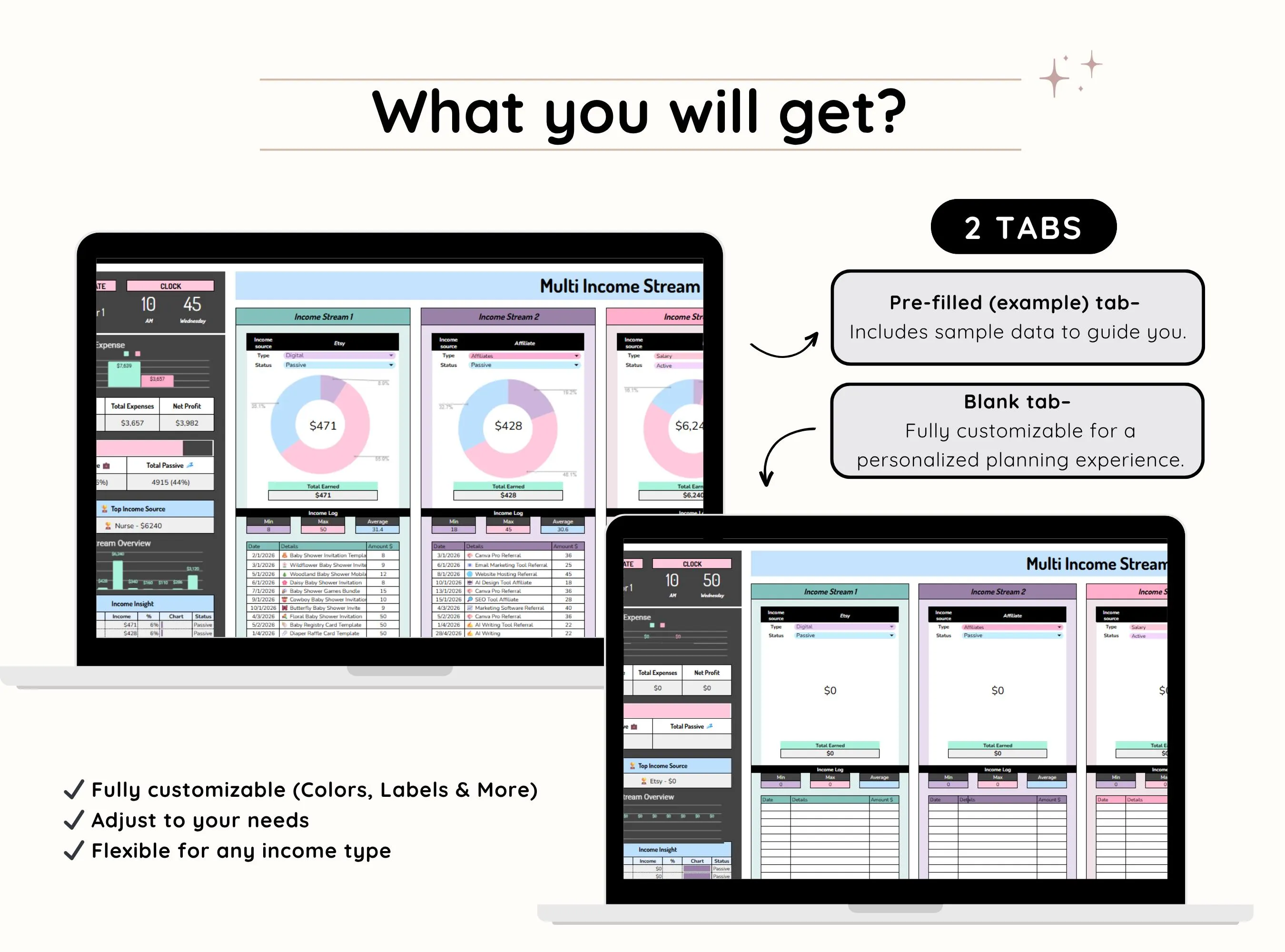 Multi Income Tracker Google Sheets, Income and Expense Tracker, Cash Flow Tracker, Monthly Income Log Spreadsheet, Expense Tracker, Business Finance & Personal Finance Budget