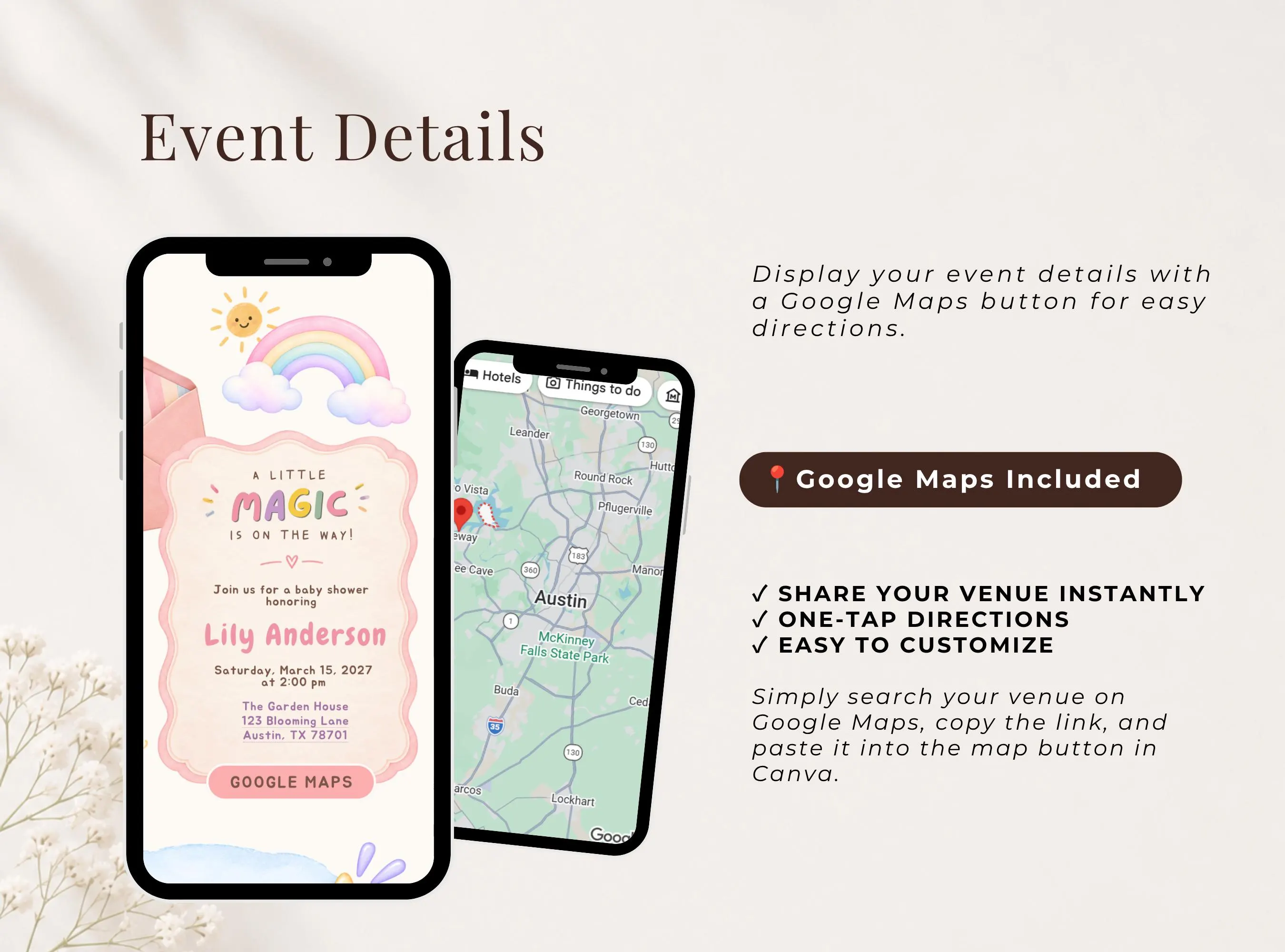 Unicorn Baby Shower Invitation Website, Canva Editable Baby Shower Invite with RSVP, Pastel Rainbow Unicorn Interactive Digital Invitation - image 5