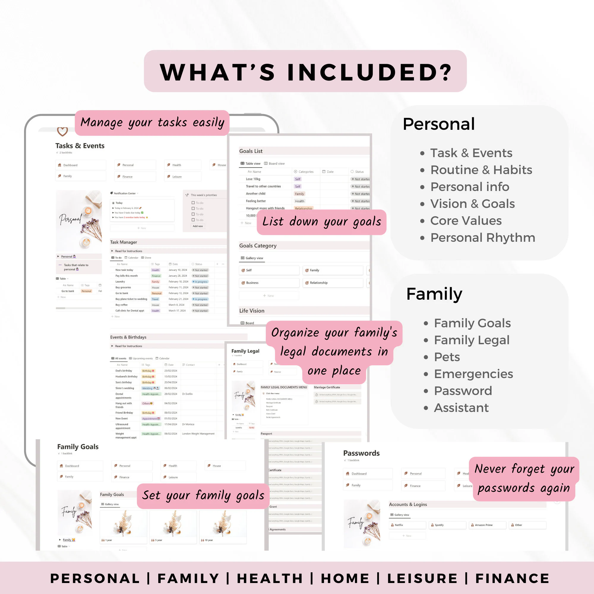 Notion Template Life Planner for ADHD Notion Planner Dashboard Notion Daily Journal Minimalist Planner ADHD Life Planner - image 5