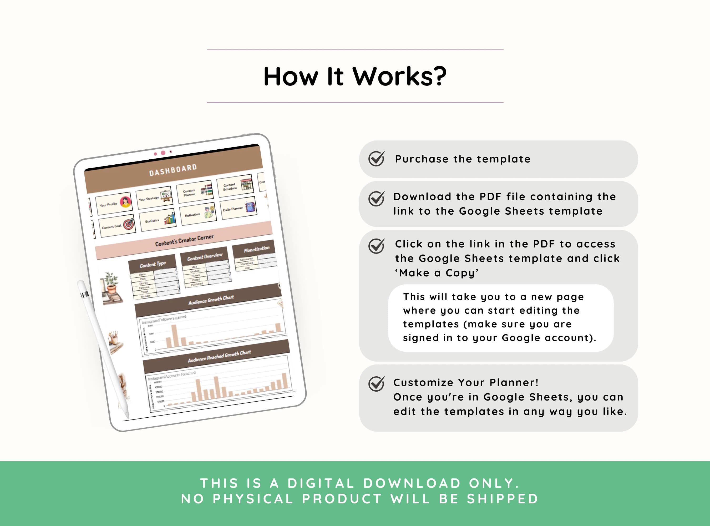 How to use the digital content creator planner Google Sheets template – easy download and setup steps