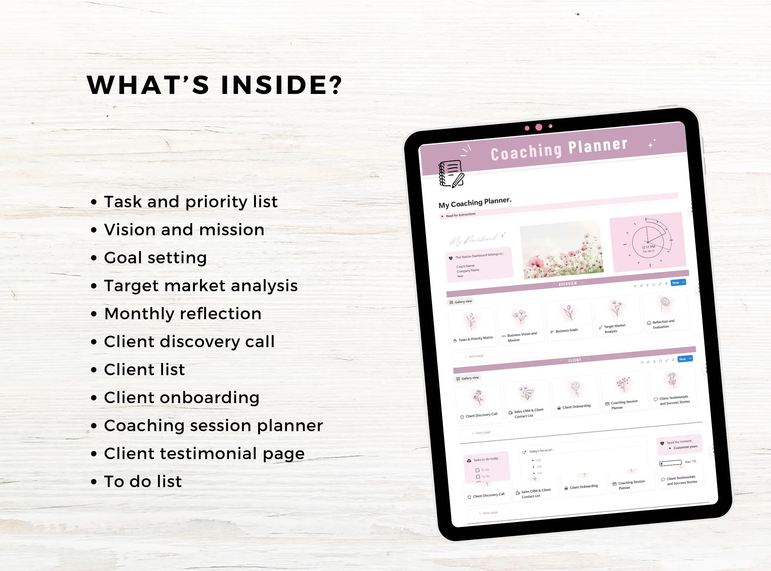 Notion Template Coaching Planner, Client Dashboard, Notion Planner for Coach, Digital Planner Coaching Tools - image 3