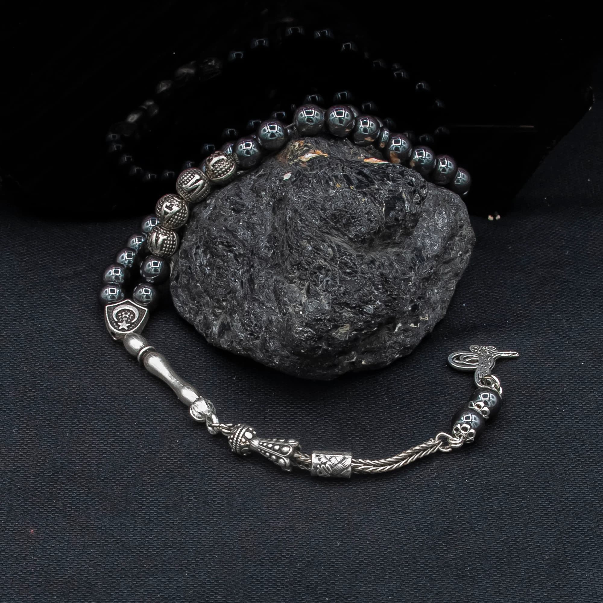 Personalized Hematite Stone Tesbih Prayer Beads – Handcrafted with Name Option (Gift Box) - image 3